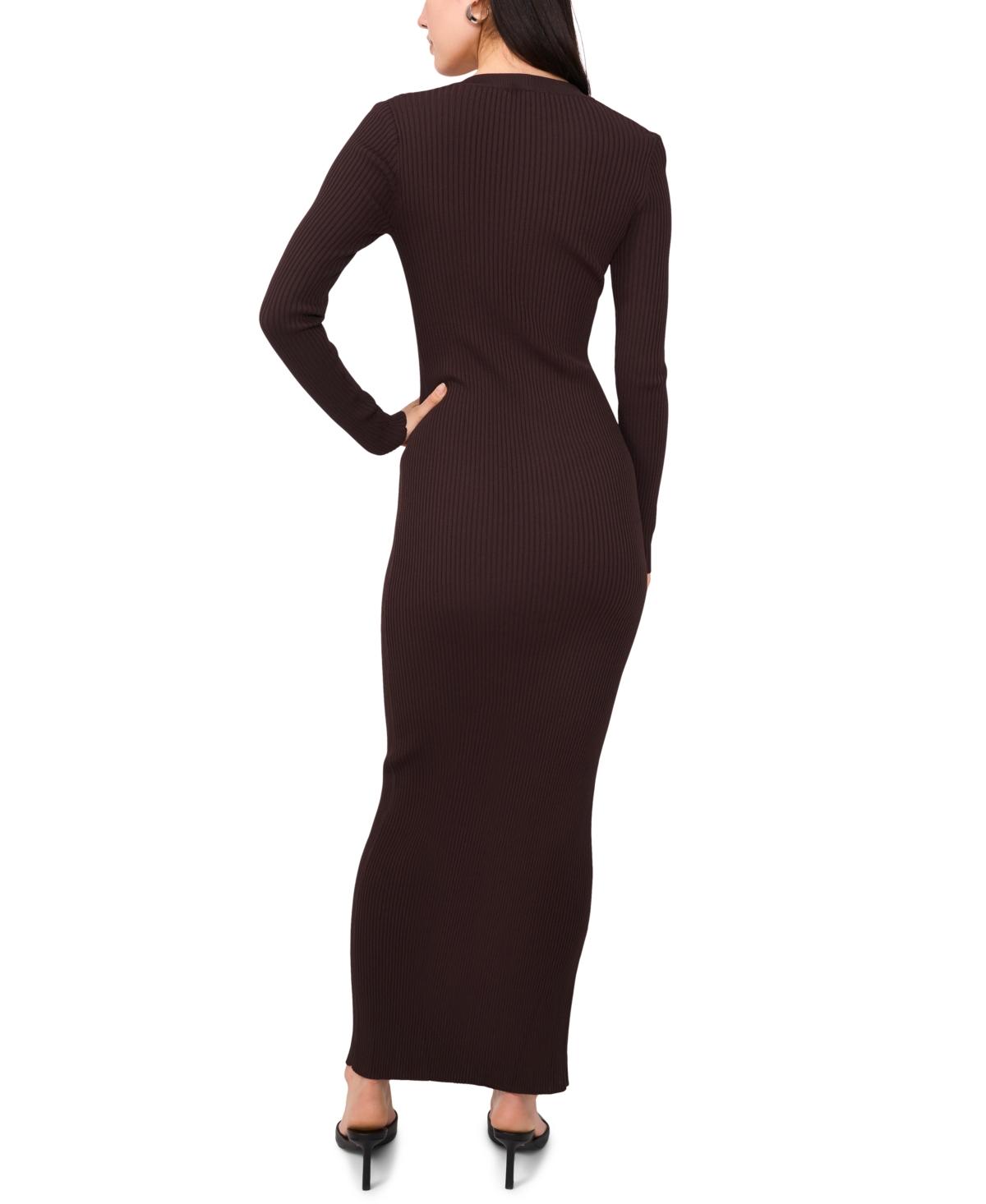 1.STATE Ribbed Long Sleeve Midi Cardigan Dress in Red | Lyst