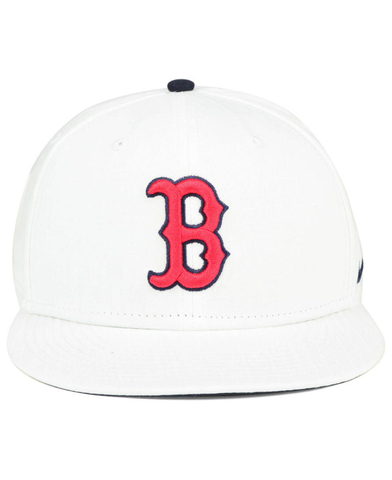 Nike Boston Red Sox White Ripstop Snapback Cap for Men