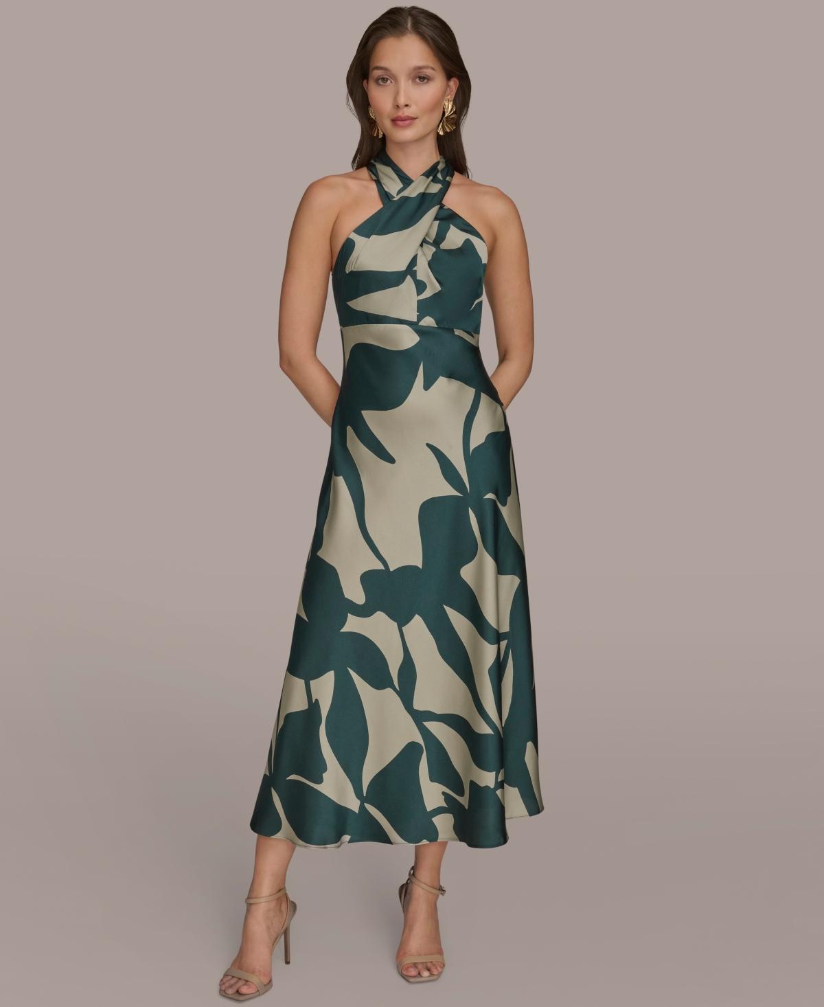 Donna Karan Halter Neck Maxi Dress in Green | Lyst Donna Karan Halter Neck Maxi Dress in Green | Lyst