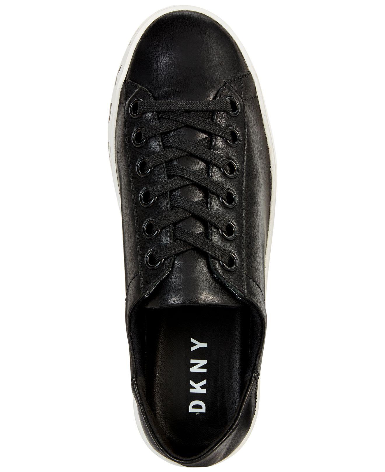 DKNY Banson Leather Sneaker in Black - Lyst