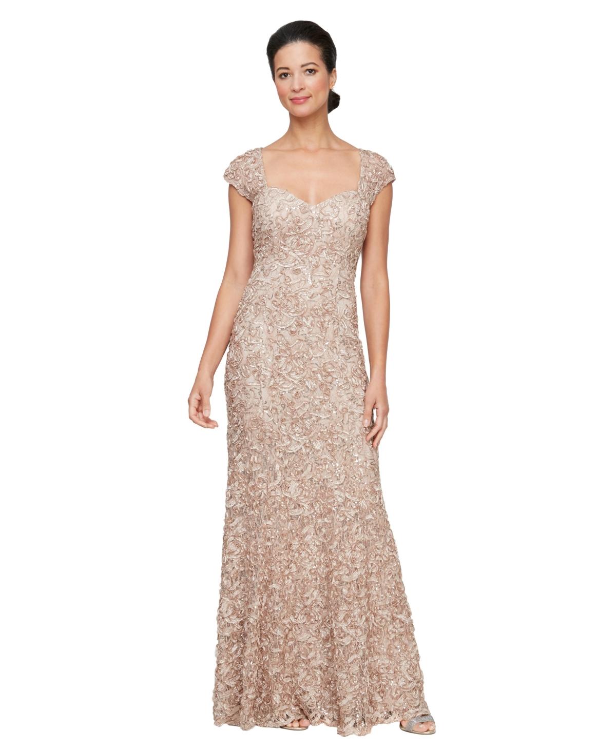 sachin and babi light blue dress Alex Evenings Women's Long Jacquard Ballgown, Gold, 12
