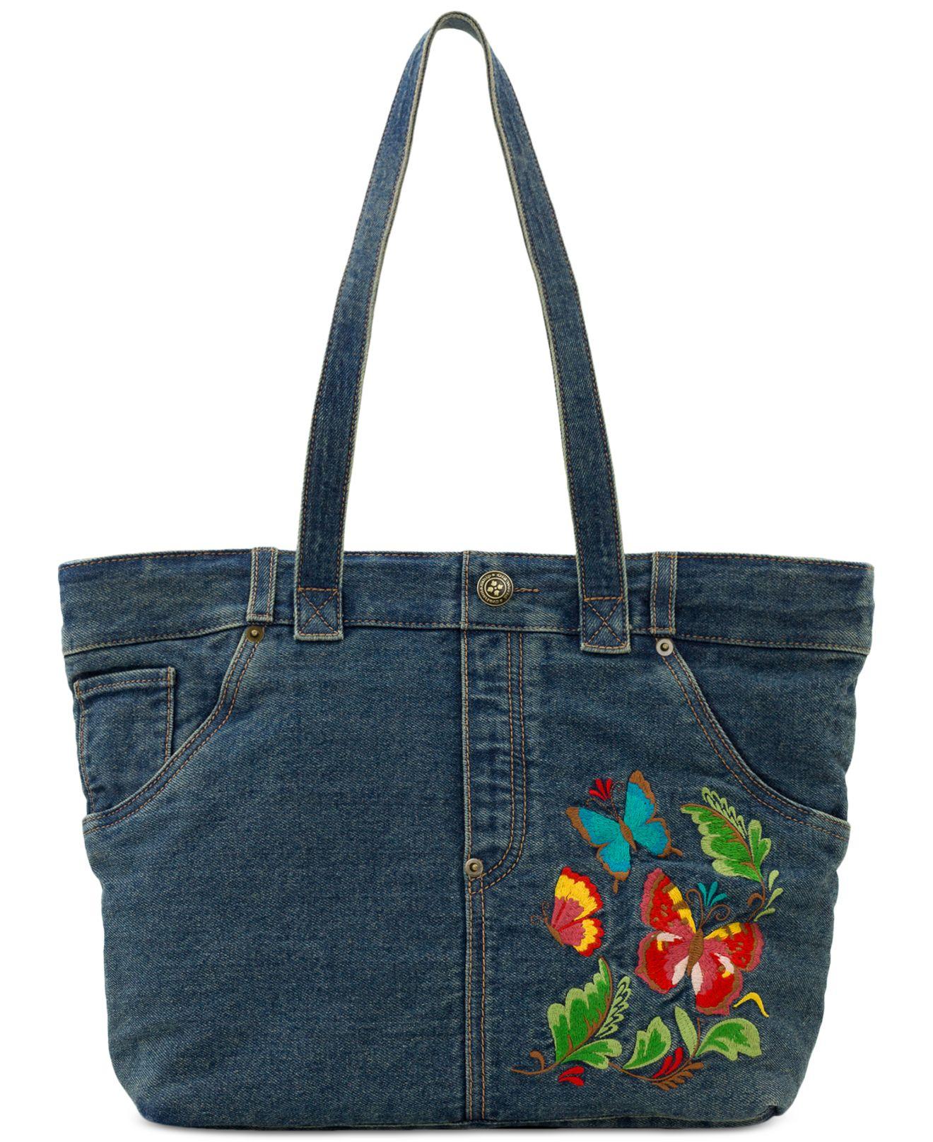 Patricia Nash Ashwell Large Embroidered Denim Tote Bag In Blue Lyst   Patricia Nash Denim Ashwell Large Embroidered Denim Tote Bag 