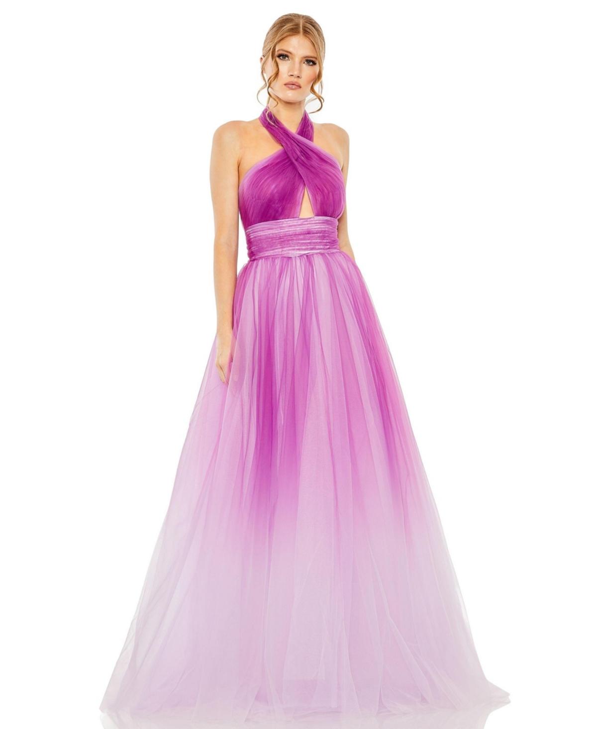 Mac Duggal Cross Front Tulle Dress in Pink | Lyst