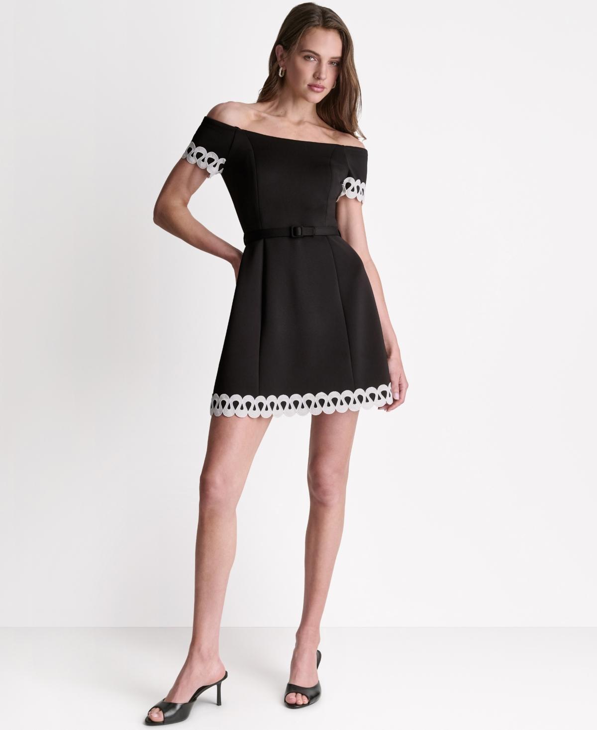 bcbgmaxazria embroidered dress BCBGMAXAZRIA BCBG One Shoulder Embroidered Stripe Dress Blue Combo Size 0