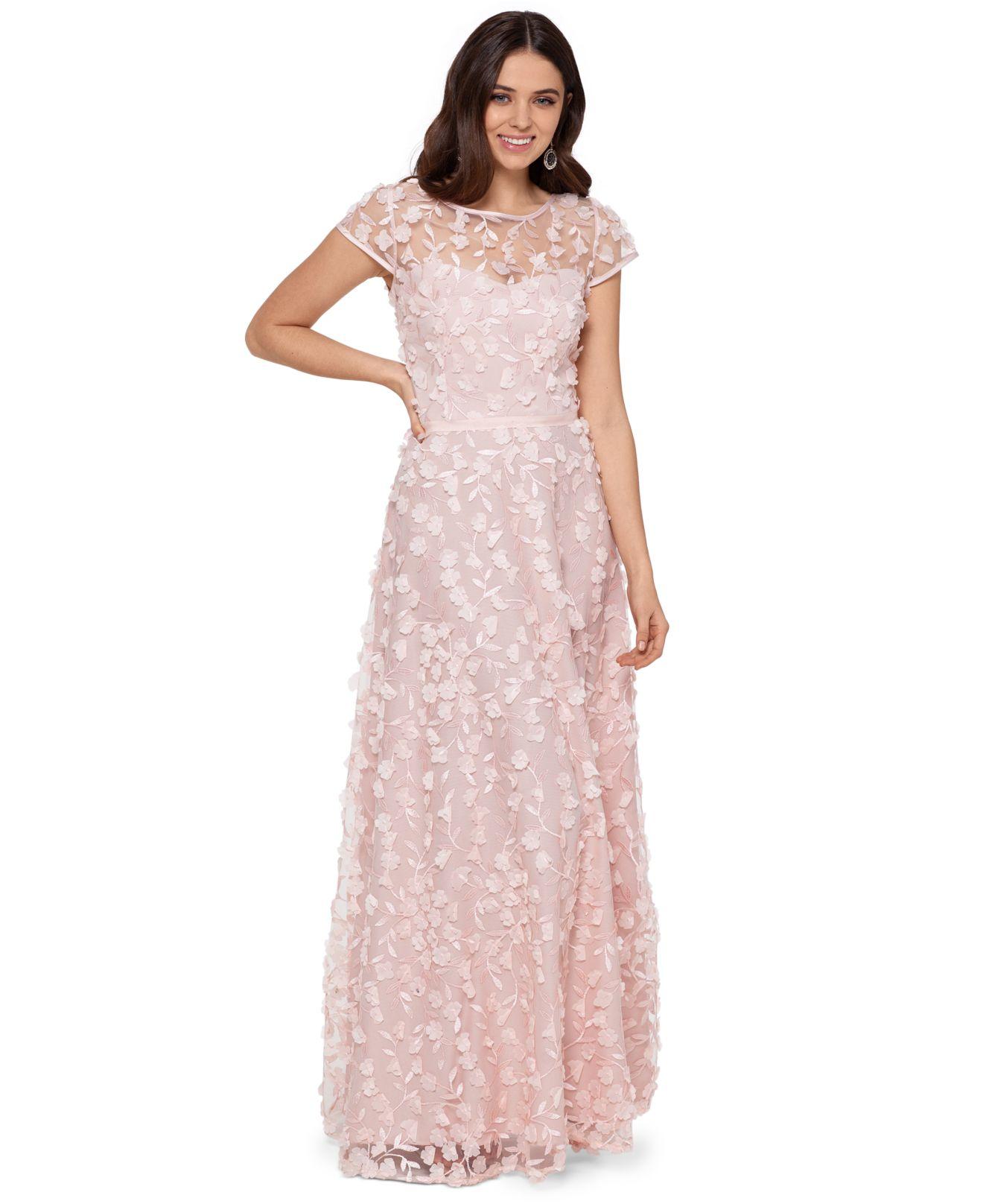 Xscape Synthetic 3d Embroidered Floral Gown in Blush Pink (Pink) Lyst