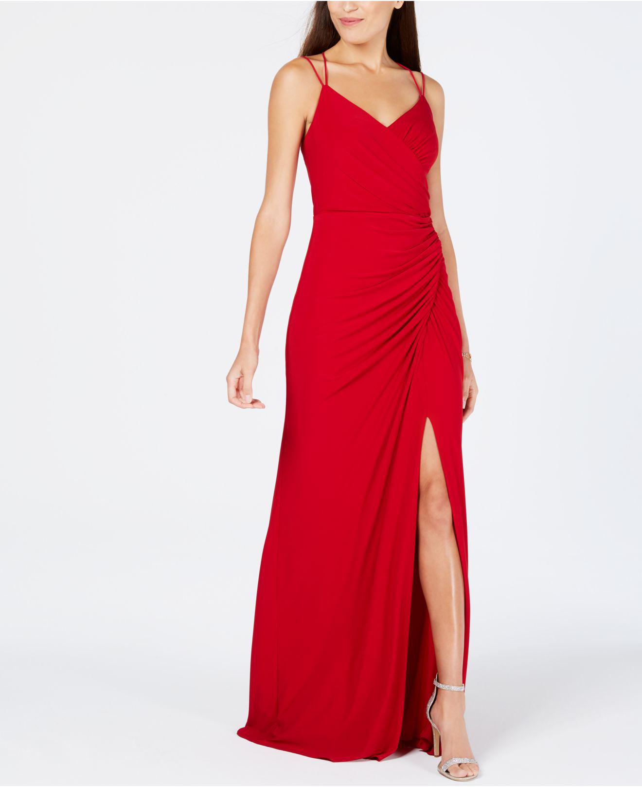 adrianna papell ruched gown