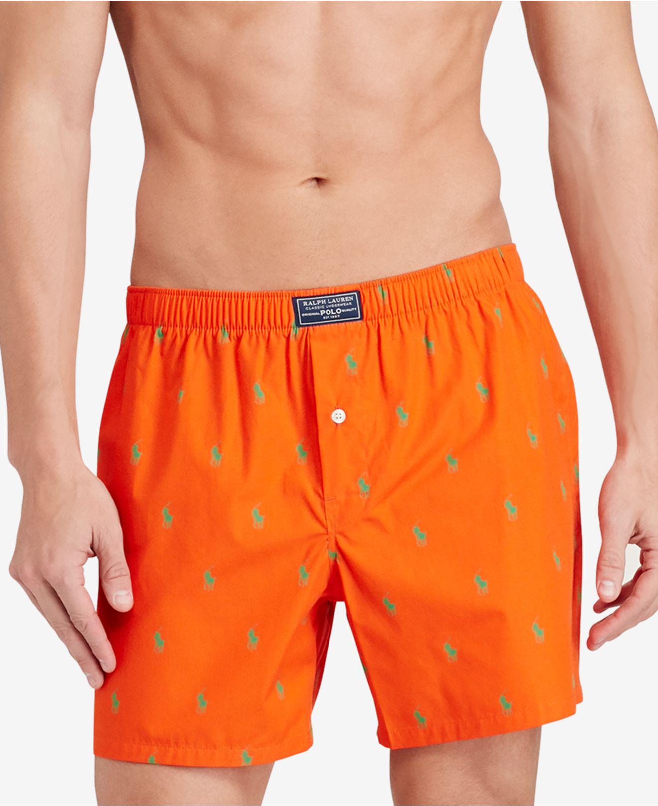 Polo Ralph Lauren Cotton Underwear, Allover Pony Woven Boxers in Orange for  Men | Lyst