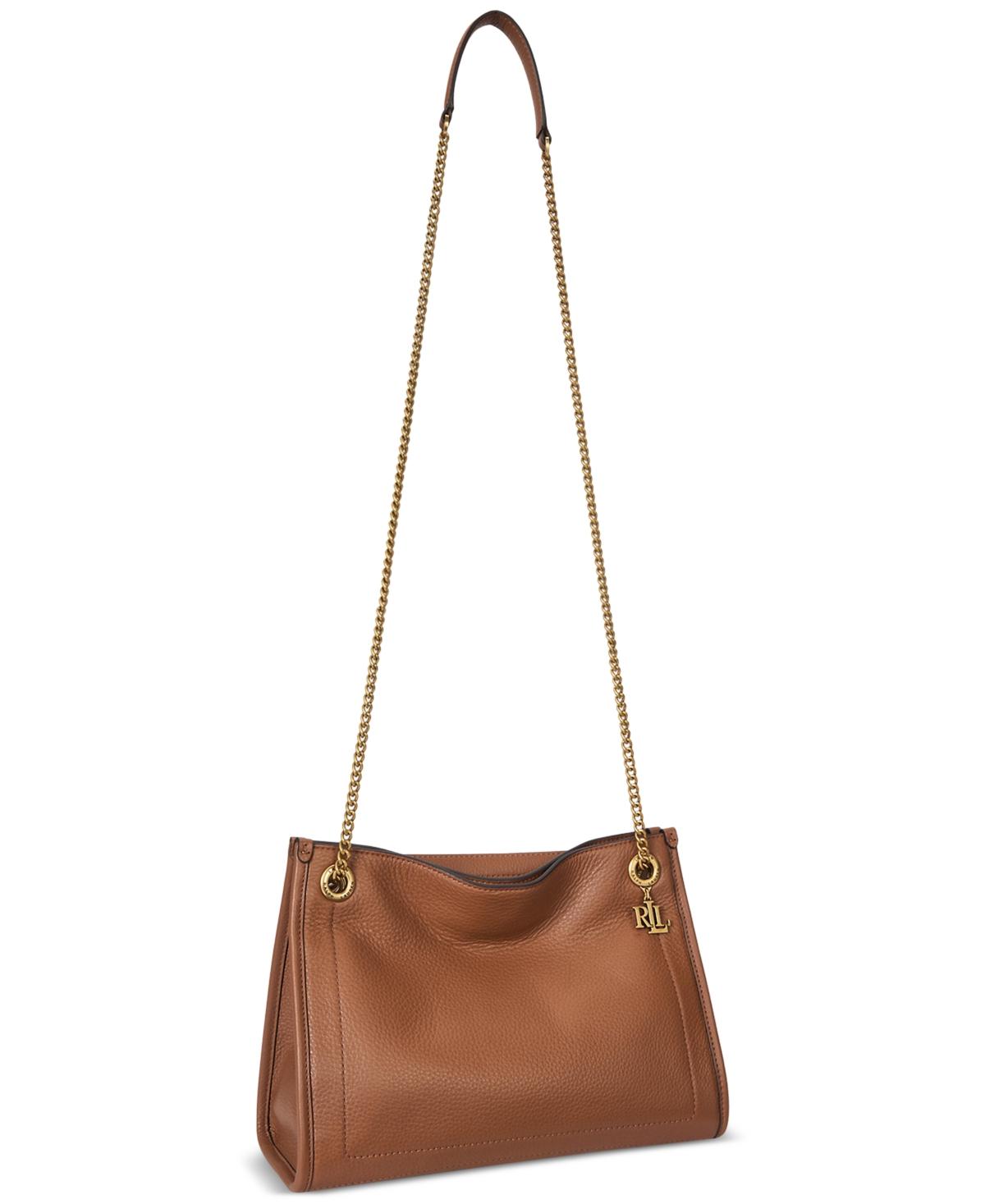 チェーンが魅力的【Ralph Lauren】ラージ Bradley トートバッグ ペブルド レザー ラージ Bradley トート バッグ | ラルフ