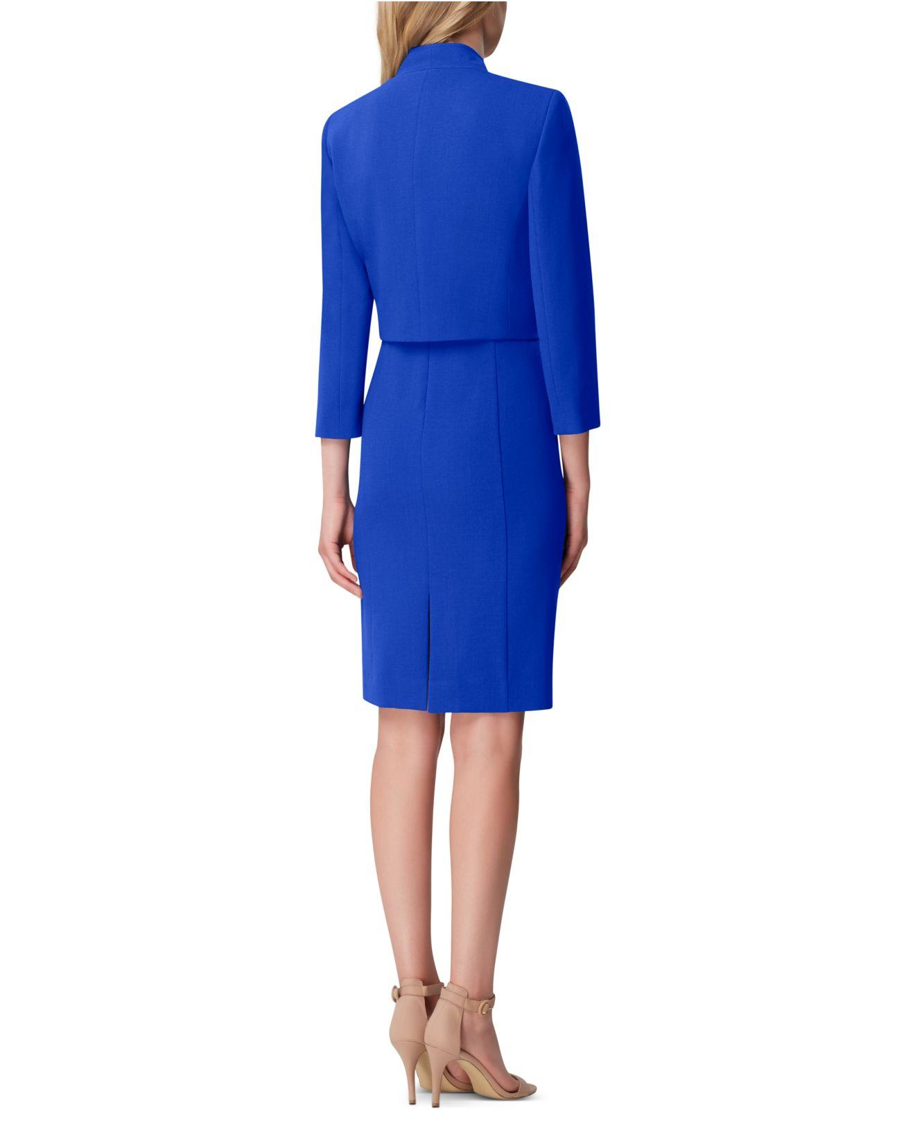 Tahari Cropped jacket Dress Suit in Blue Lyst