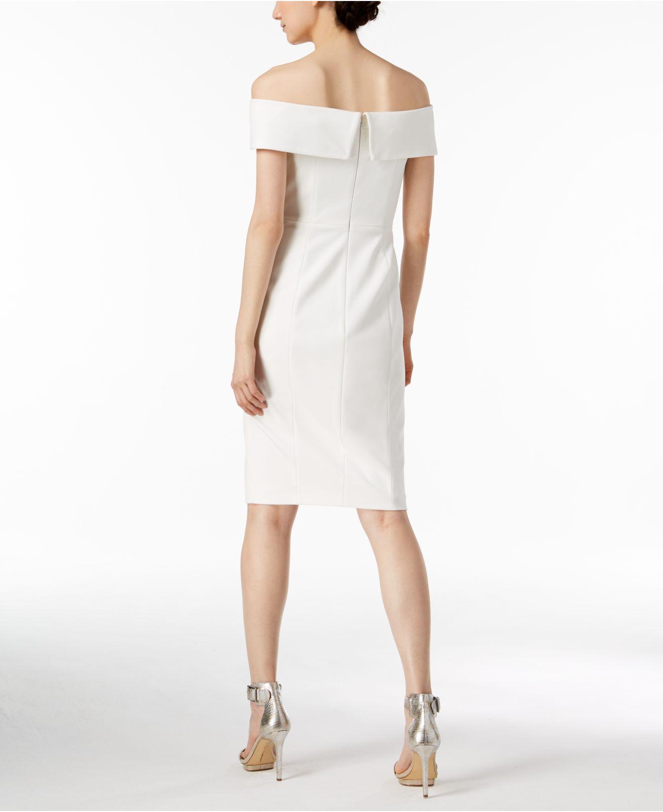 calvin klein white off the shoulder dress