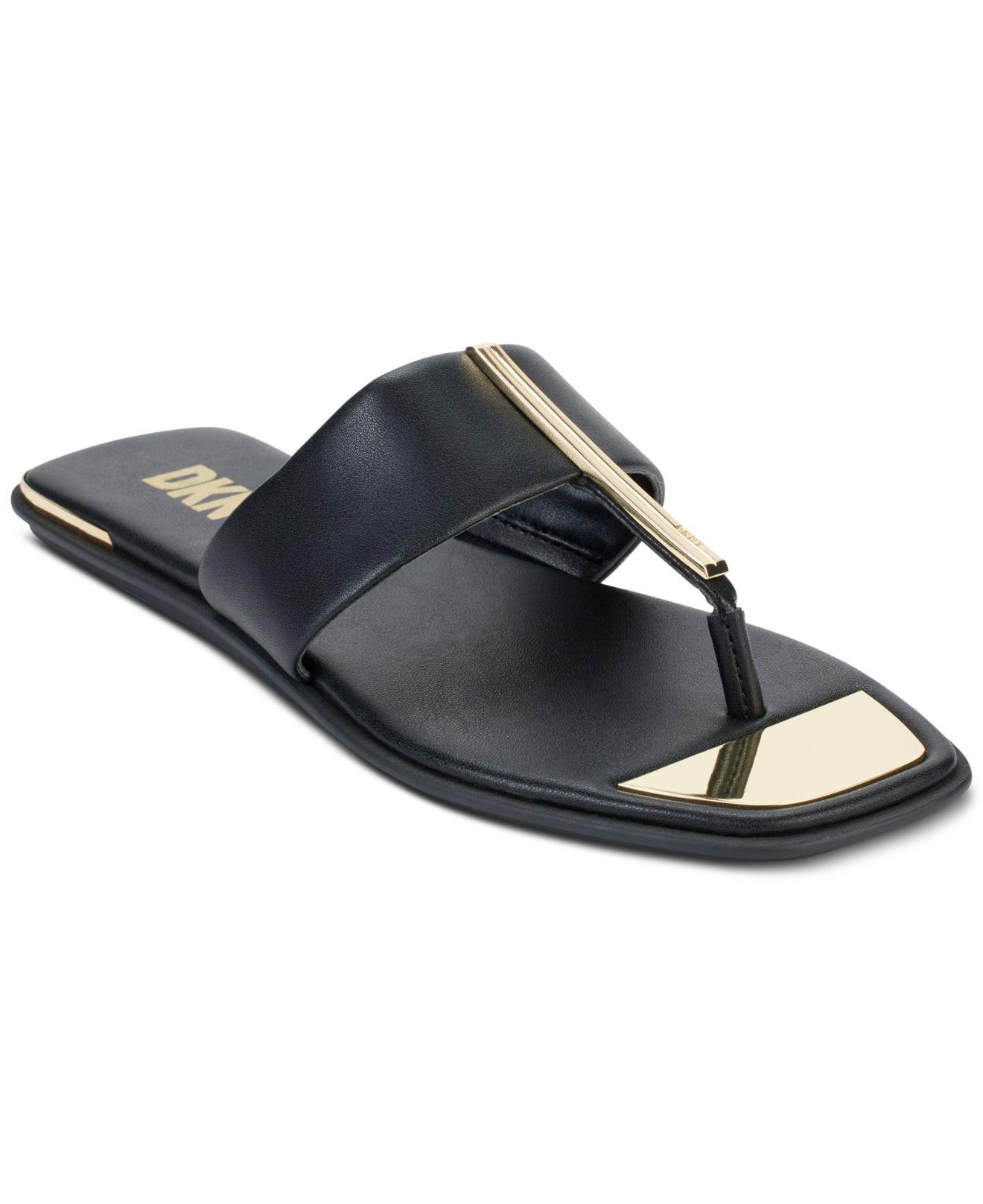 DKNY Deja Slipon Embellished Thong Sandals in Black Lyst
