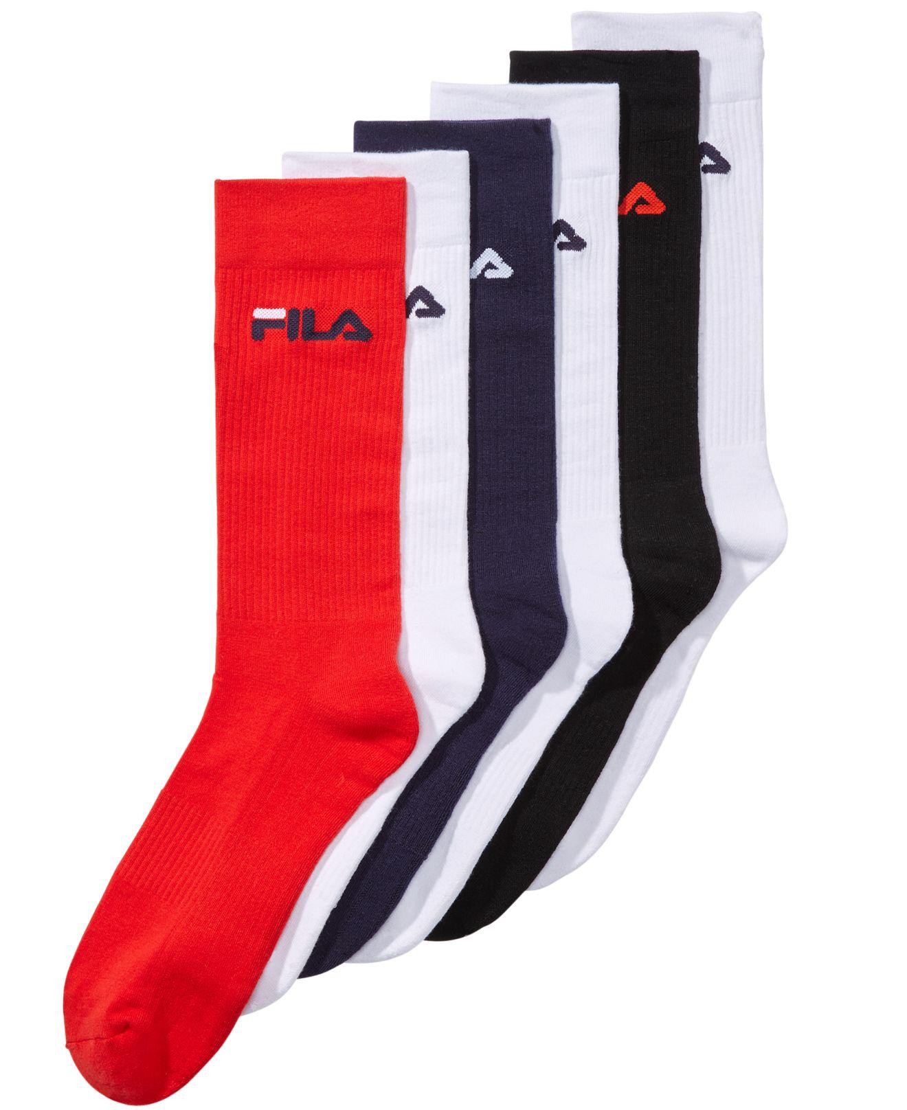 Fila Synthetic 6-pk. Striped Cushioned Crew Socks in Red for Men | Lyst