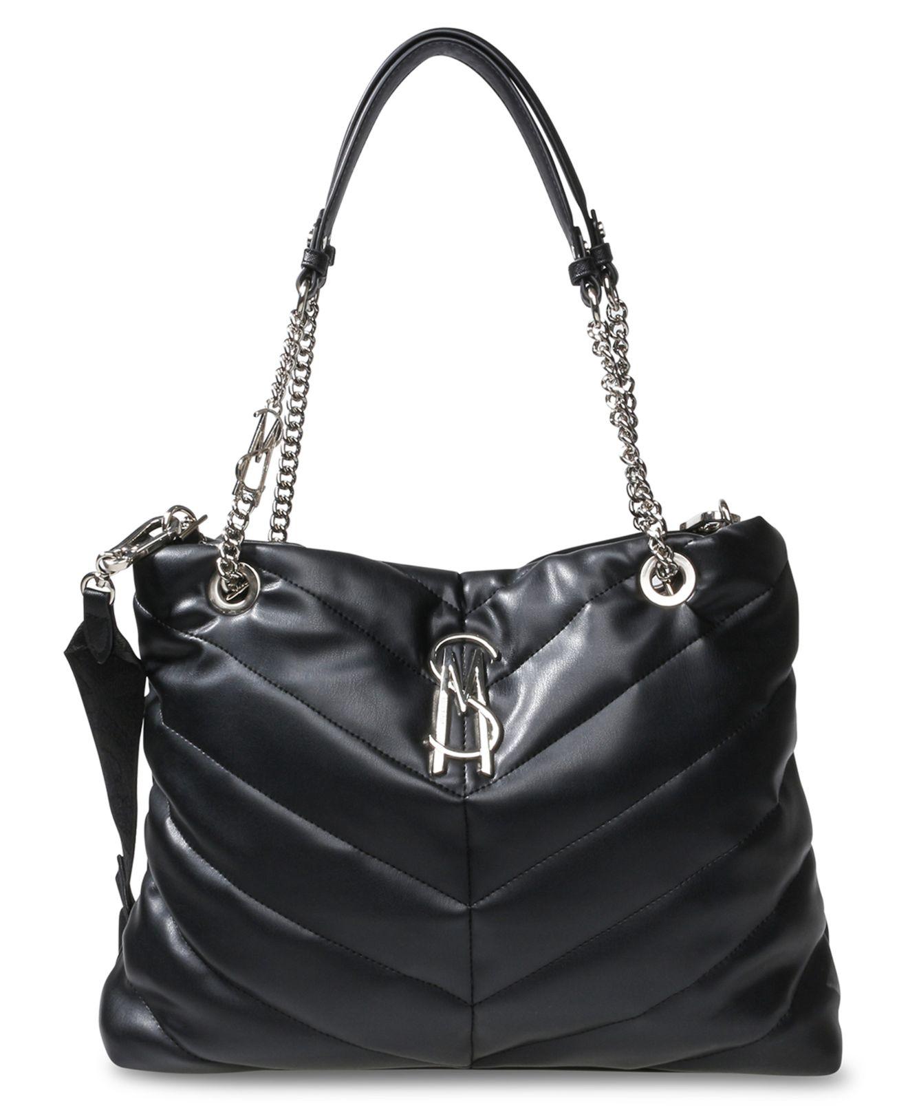 Steve Madden Bcameo-P patent tote bag in chocolate