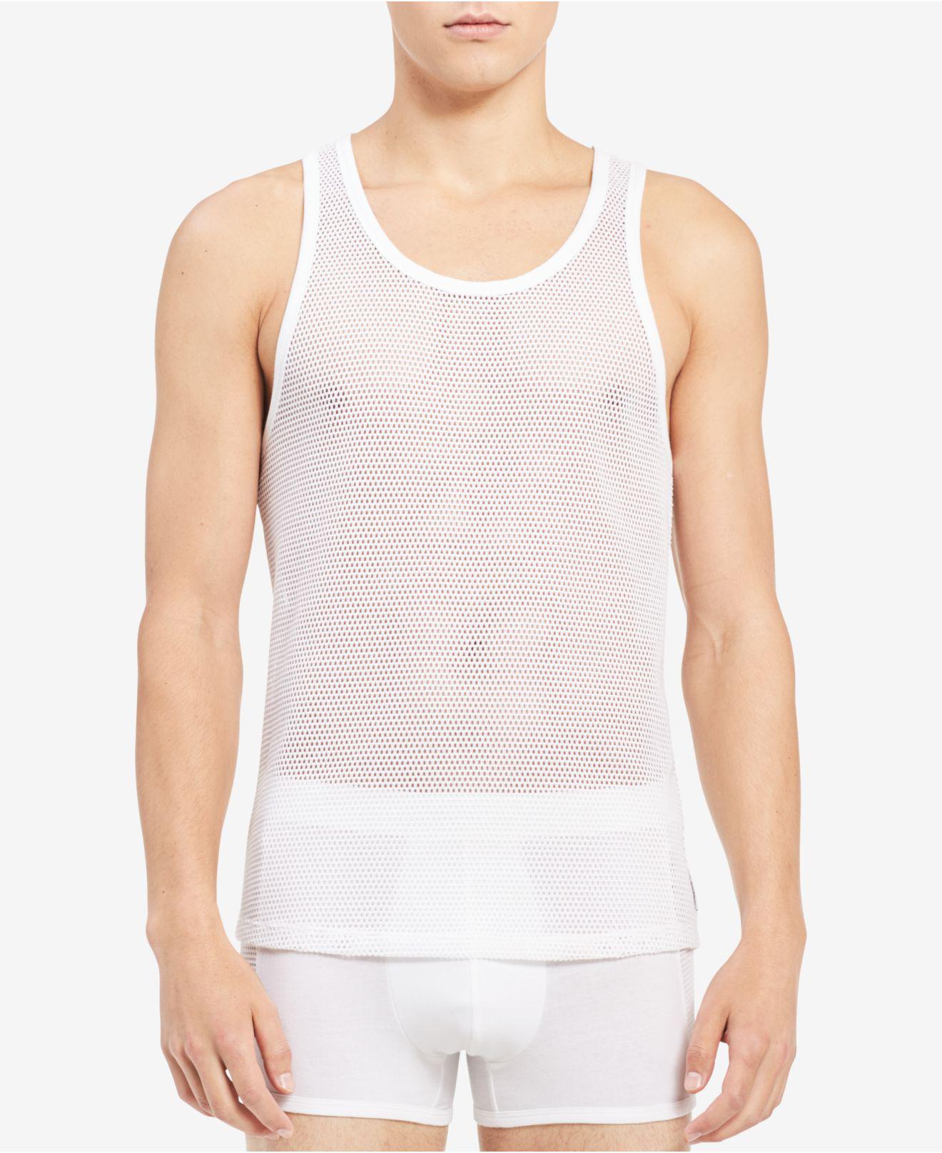 Calvin Klein Synthetic Mesh Tank Top in White for Men - Lyst