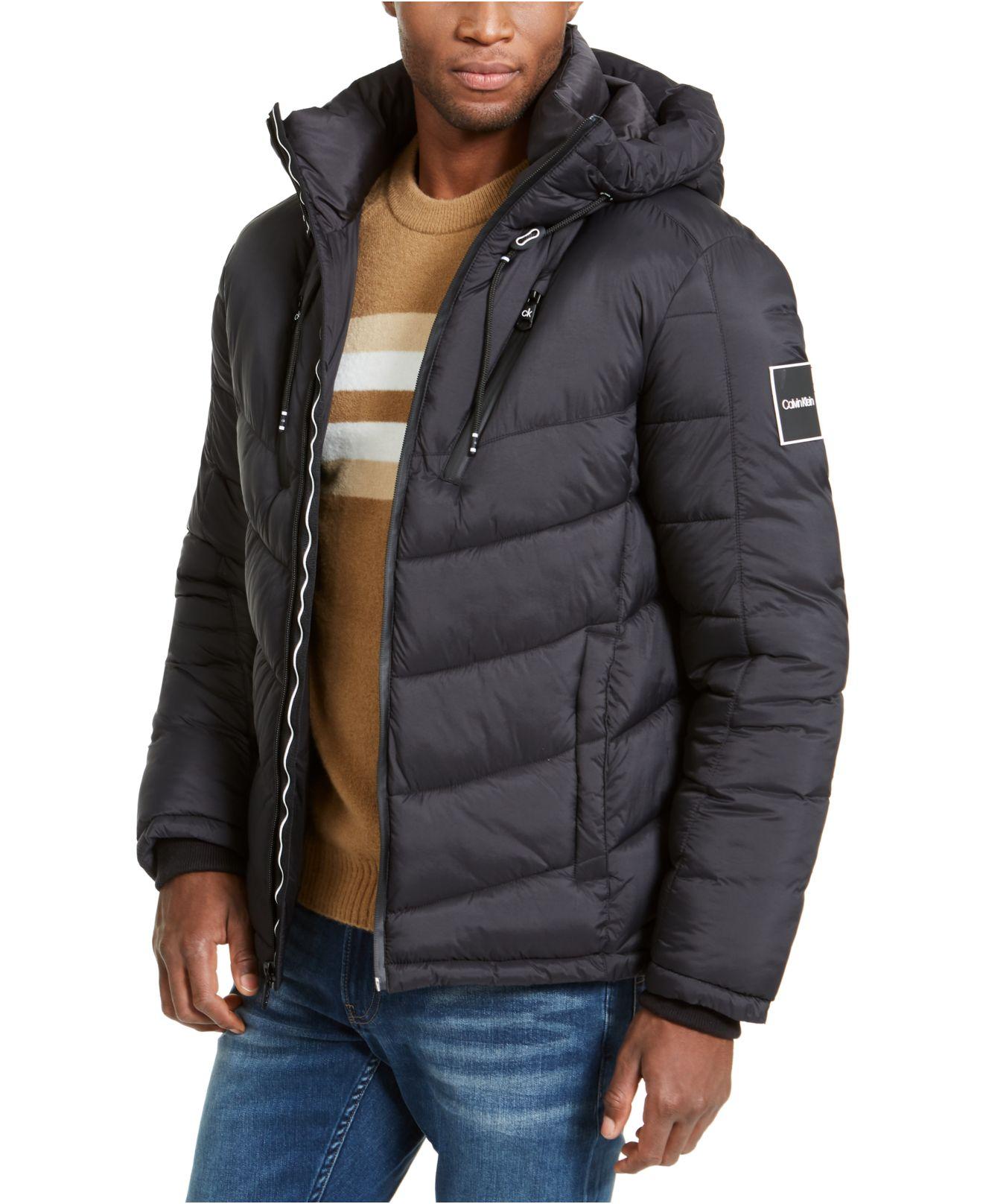 Calvin Klein Synthetic Neon Puffer With Hood, Created For Macy's in Black for Men - Lyst