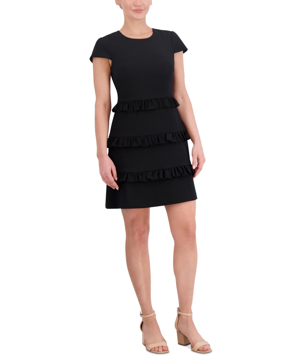 Eliza J Ruffle-tiered A-line Dress in Black