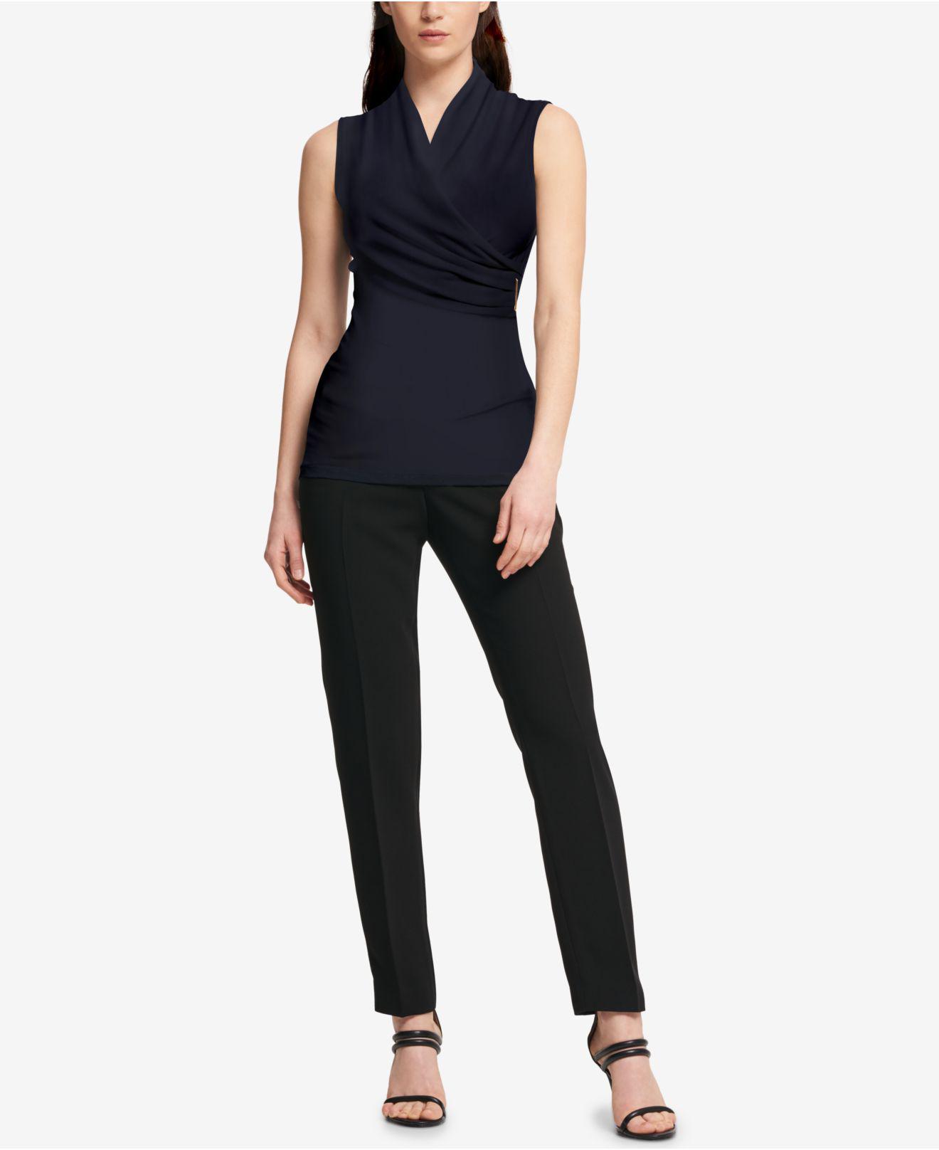 dkny sleeveless ruched top