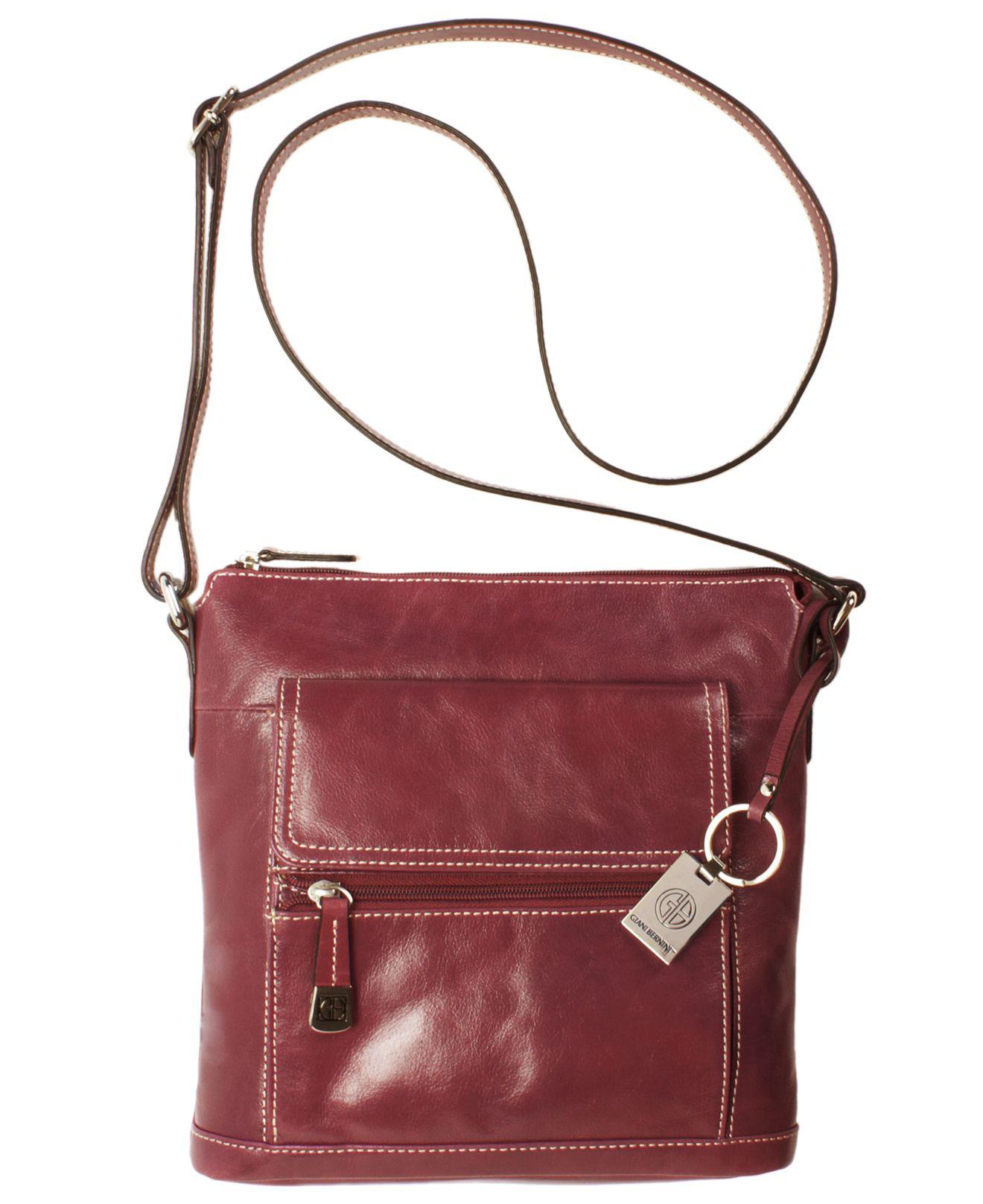 Giani Bernini Glazed Leather Crossbody Bag in Red/Silver (Red) Lyst