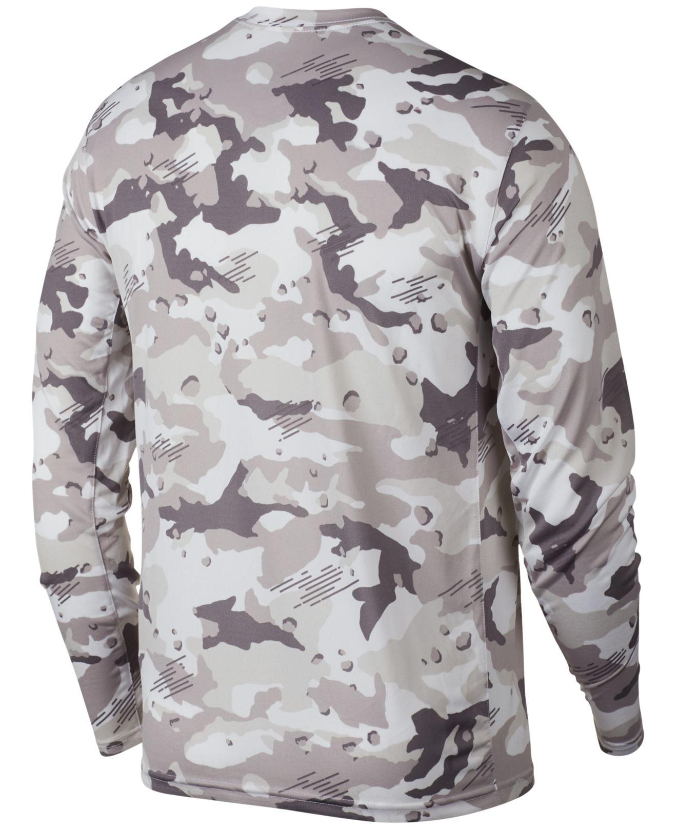 Nike Synthetic Dry Legend Camo Long Sleeve Tee in White/Black (Gray ...