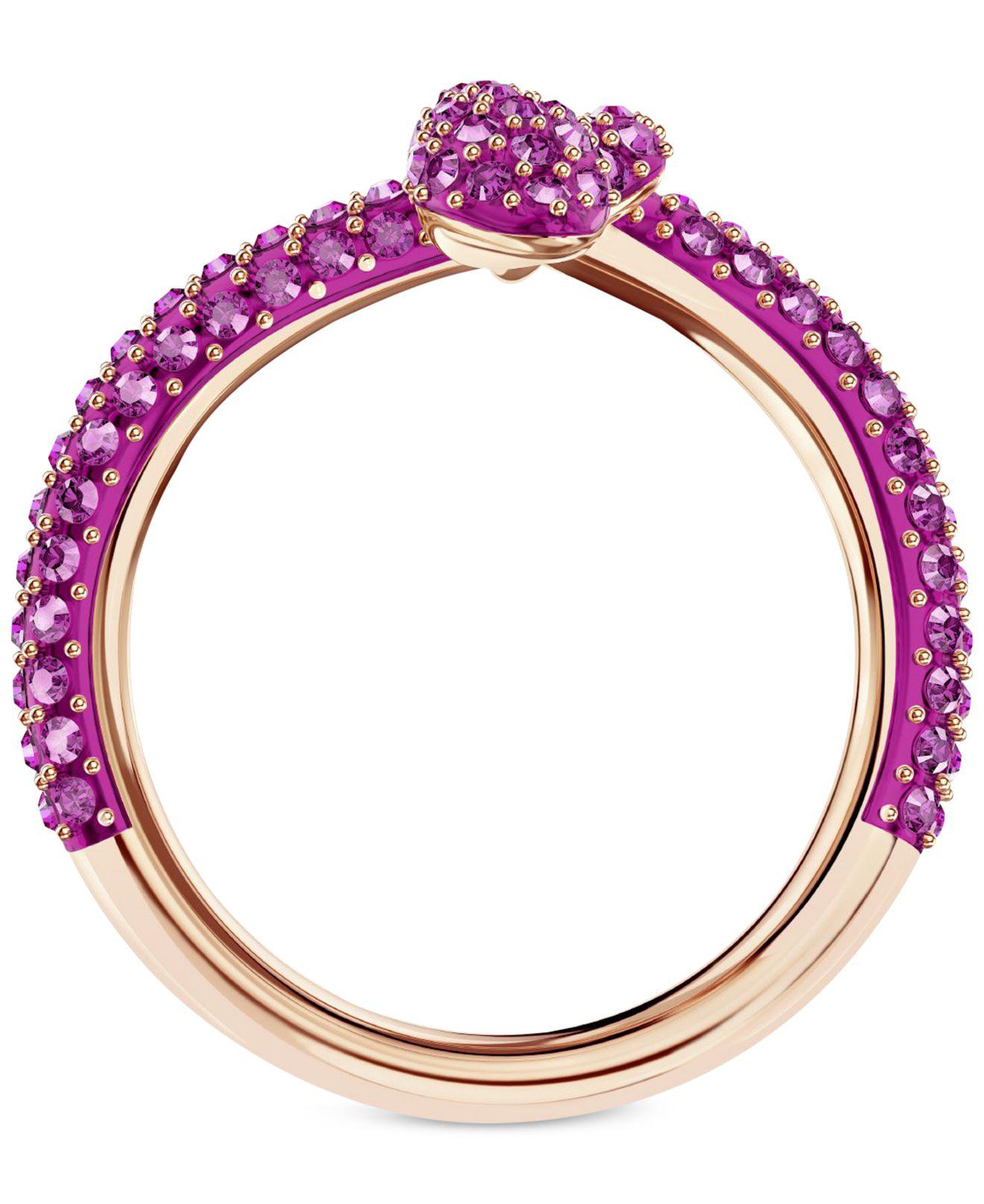 Swarovski Rose Gold-tone Crystal Snake Ring in Pink | Lyst