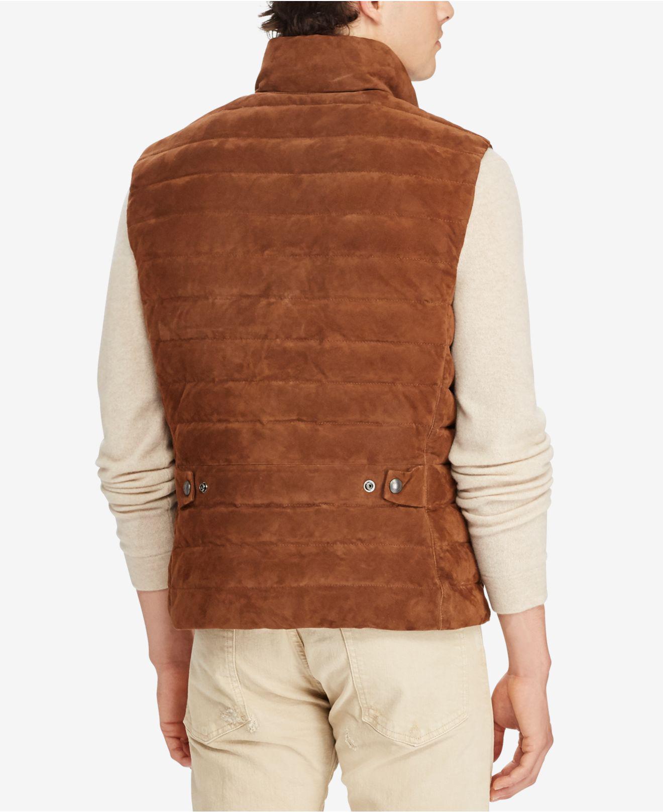 Polo Ralph Lauren Quilted Suede Vest in Brown for Men | Lyst