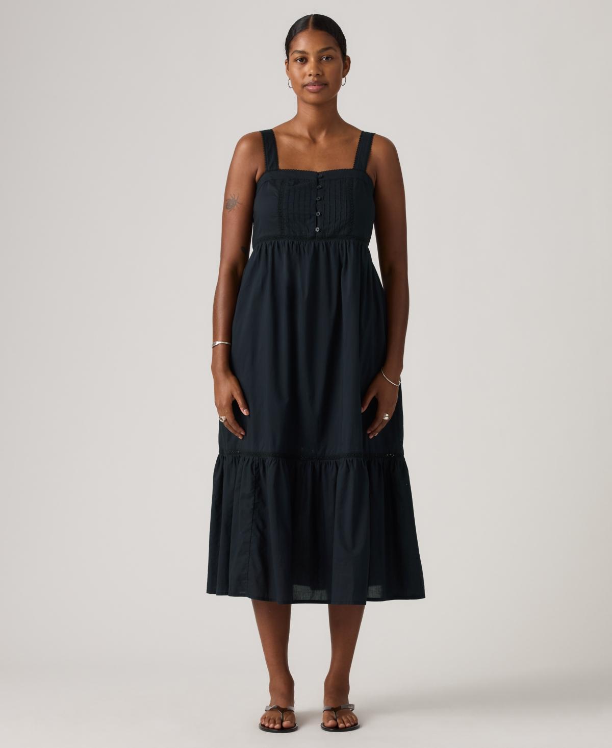 knee length dresses for ladies Levi Sheer Lace Trim Detail Belted Button Up Midi Dress – Shop Beulah Style main image 0