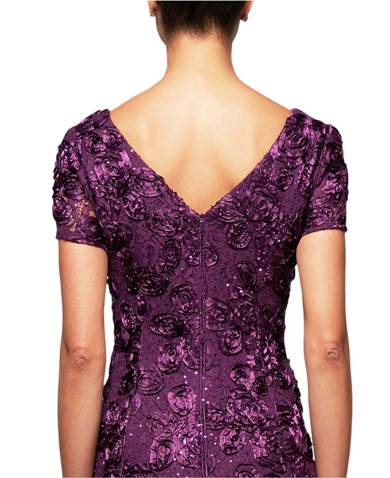 Alex Evenings Petite Rosette Lace A-line Gown in Purple | Lyst