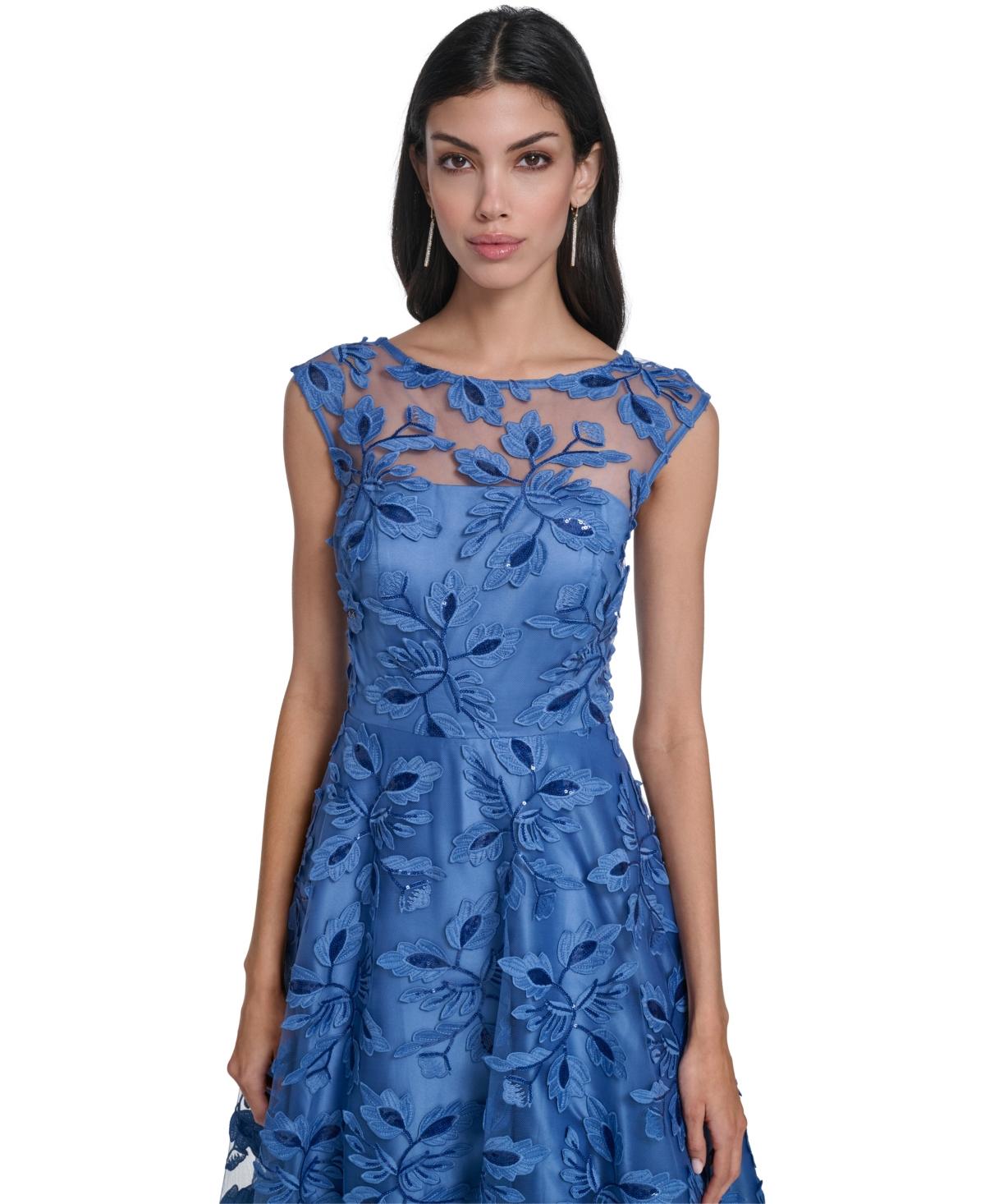 Eliza J Illusion Boat Neck High-low Dress in Blue | Lyst