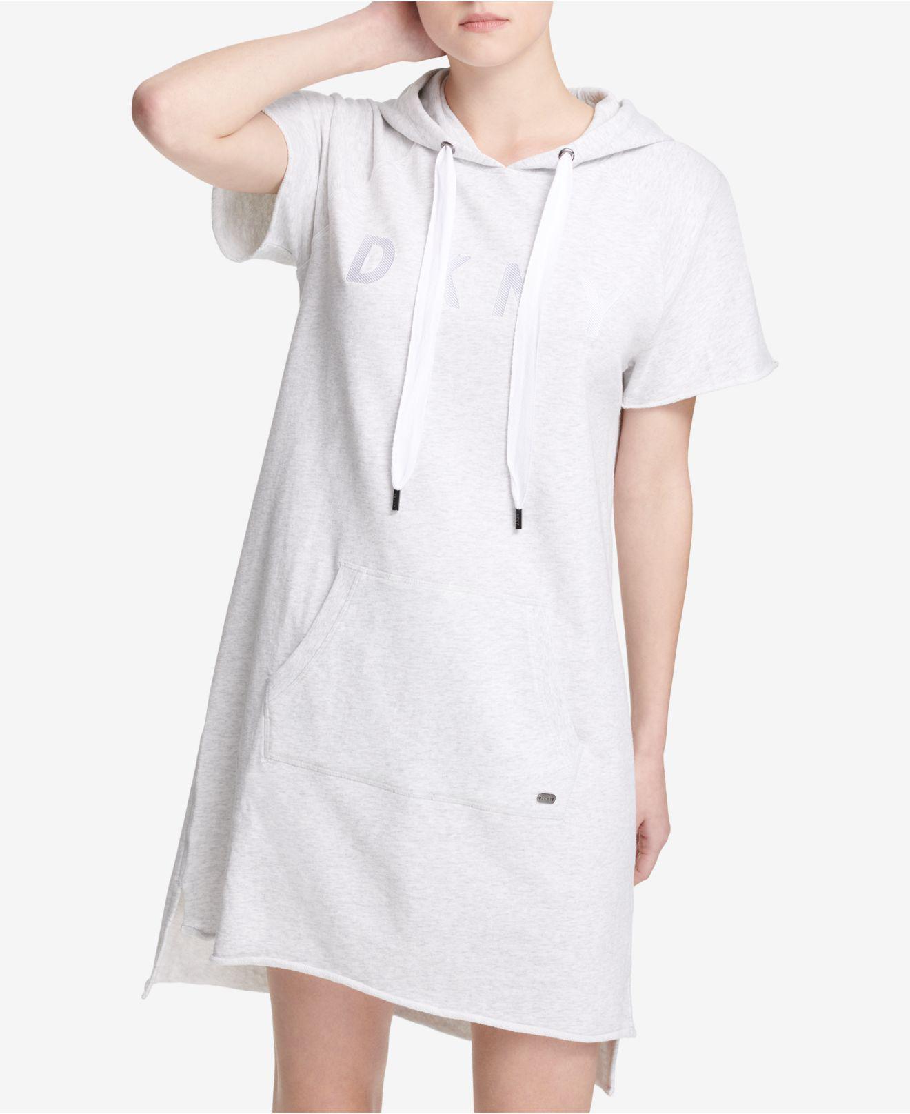 dkny sport logo hoodie dress