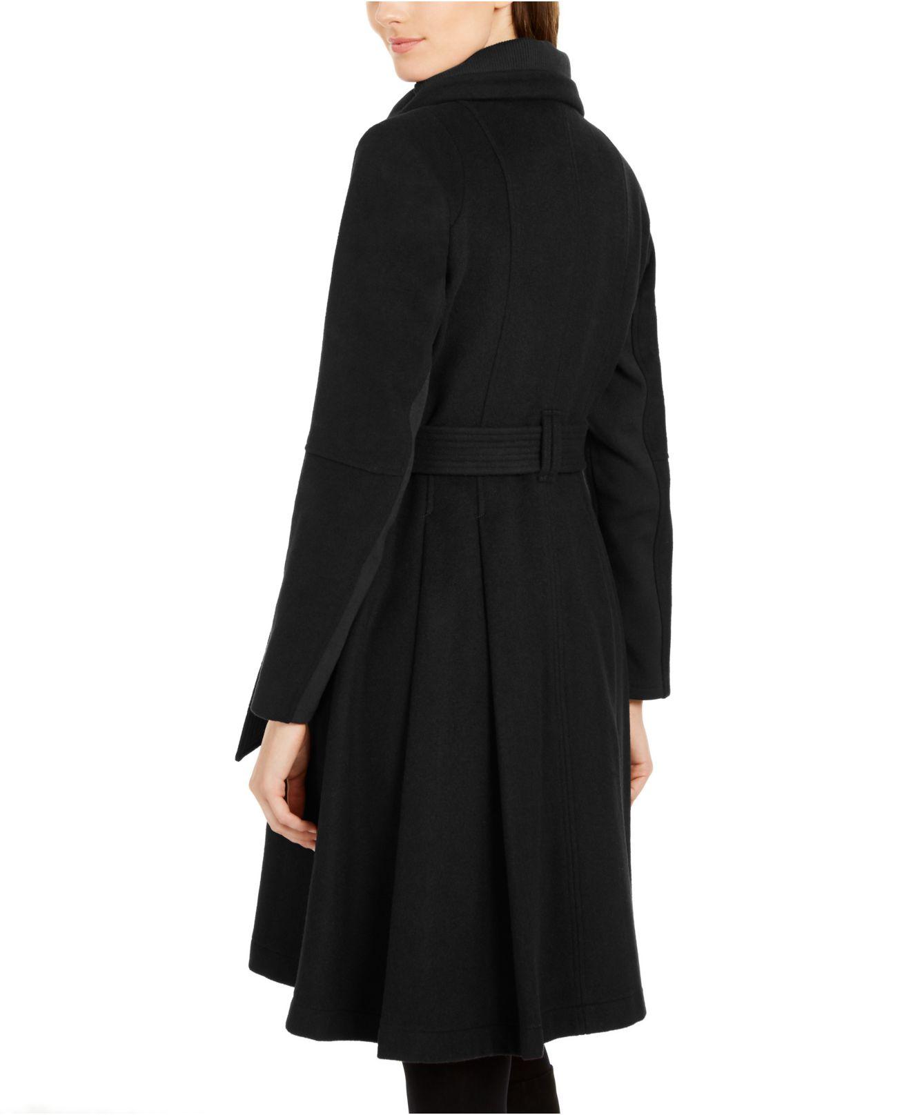womens black funnel neck coat