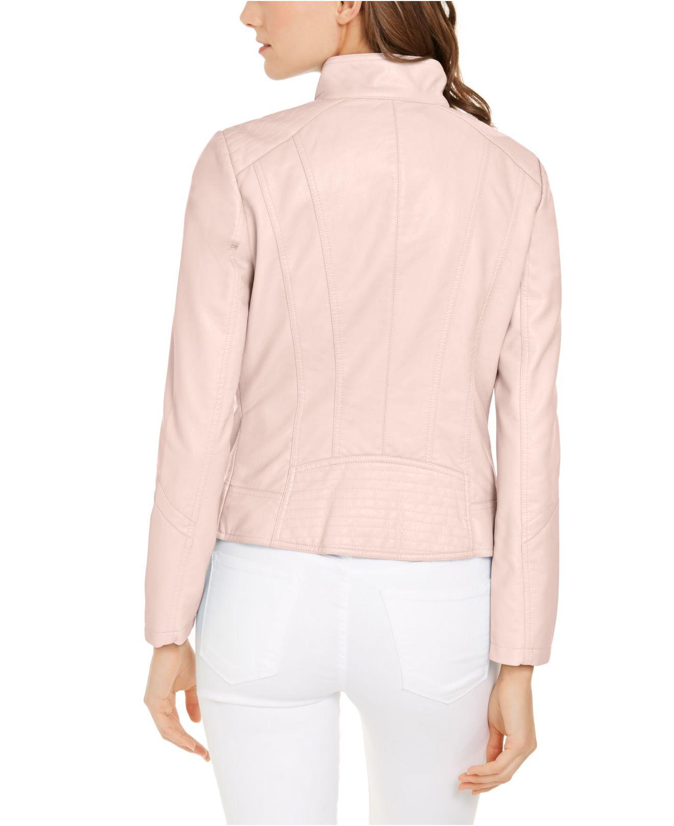 blush pink leather jacket