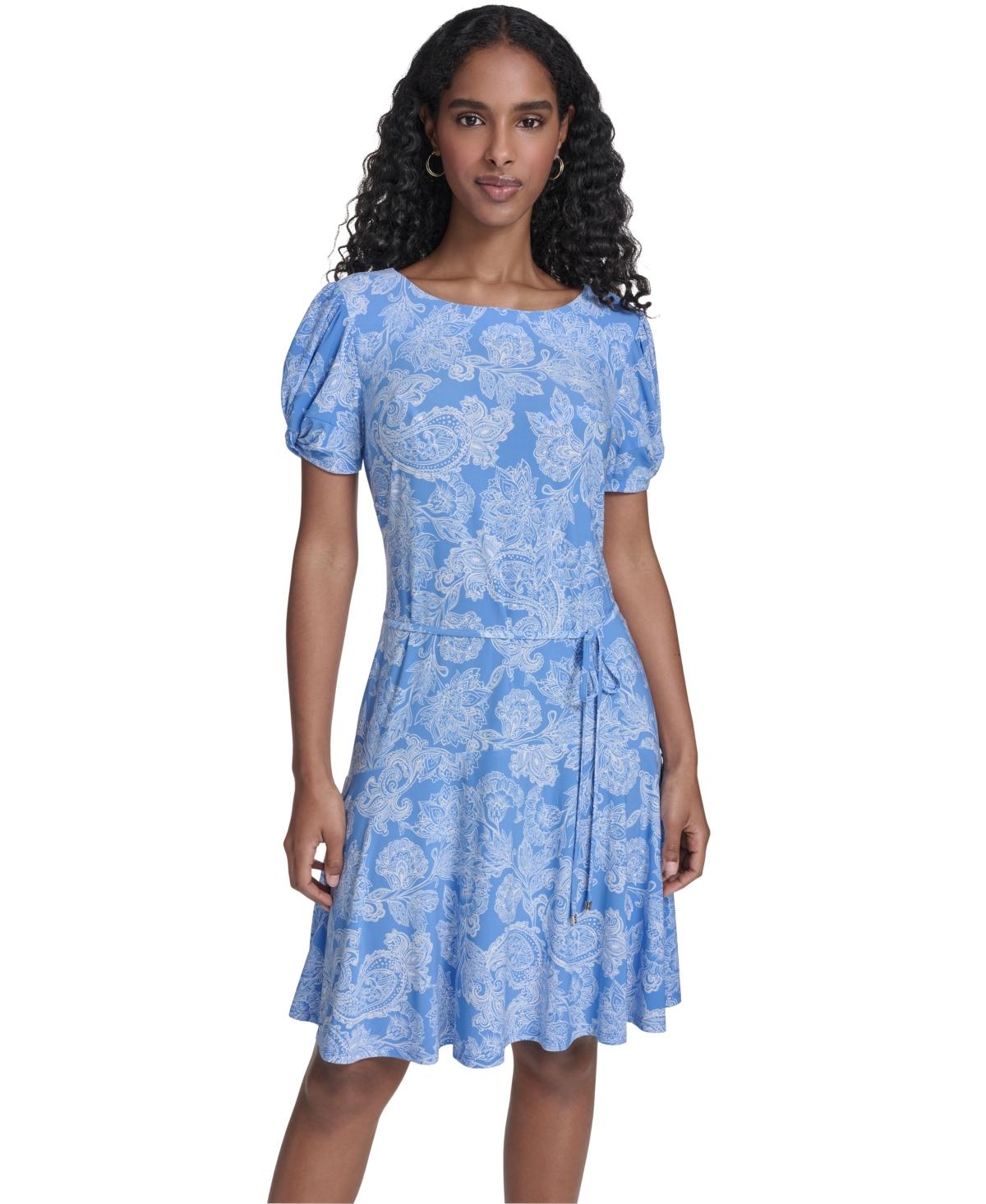Tommy Hilfiger Puff-sleeve Shift Dress in Blue | Lyst Tommy Hilfiger Puff-sleeve Shift Dress in Blue | Lyst