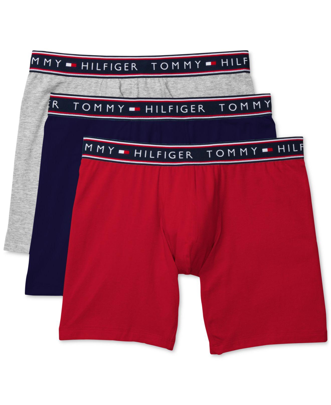 Tommy Hilfiger Cotton 3pk. Stretch Boxer Briefs in Mahogany (Red) for Men Lyst