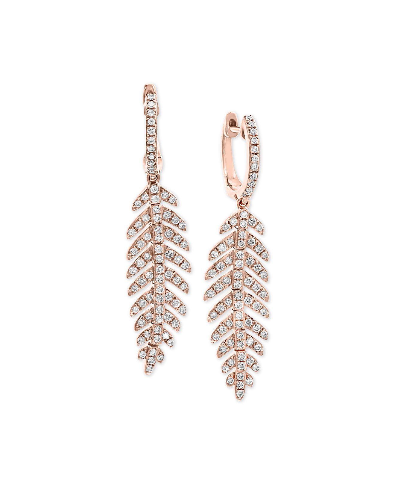Effy Collection Effy® Diamond Feather Drop Earrings (7/8 Ct. T.w.) In ...
