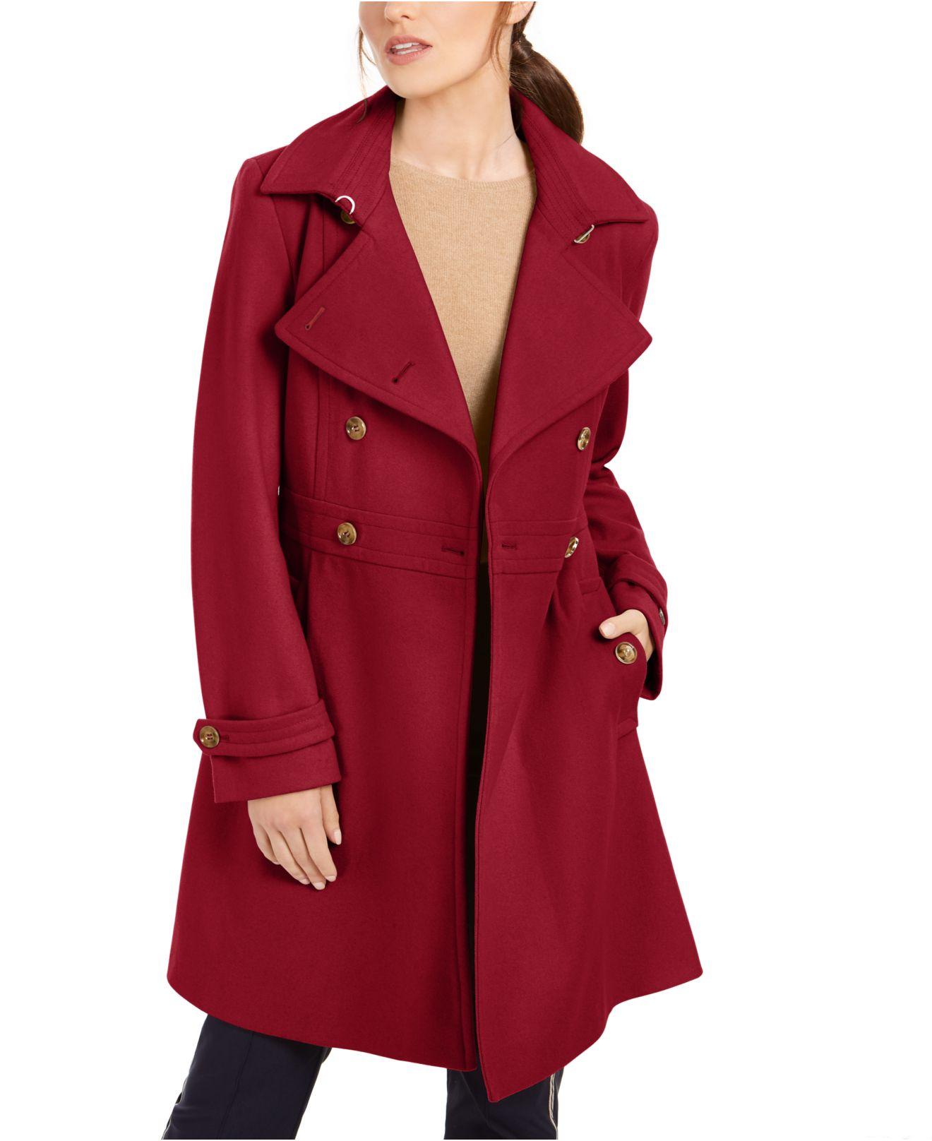 Tommy Hilfiger Wool Double-breasted Peacoat in Red - Lyst