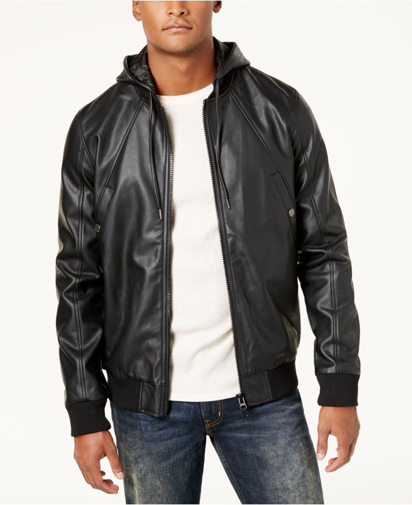 Vergelijkbaar Piket Vergemakkelijken LRG Men's Faux-leather Hooded Bomber Jacket in Black for Men | Lyst