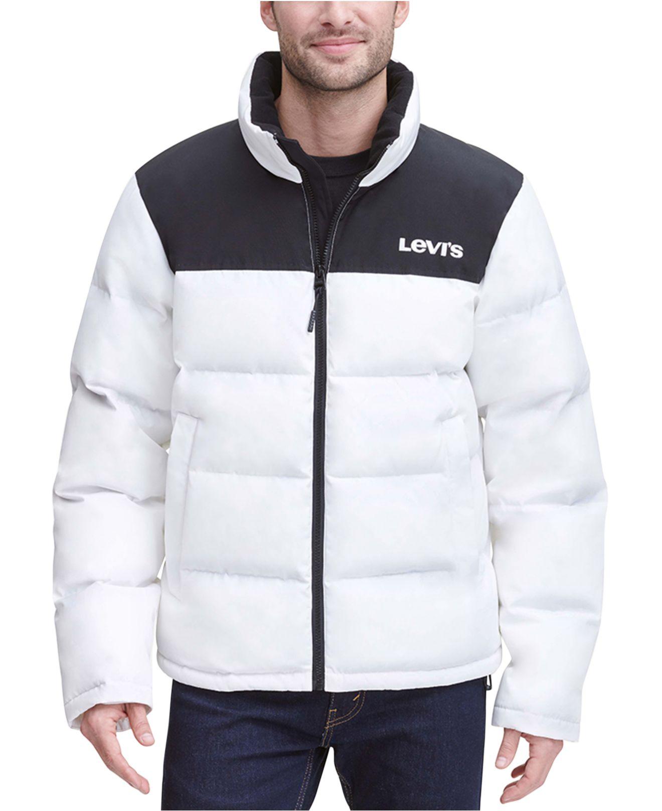 levi's color block puffer shirt jacket