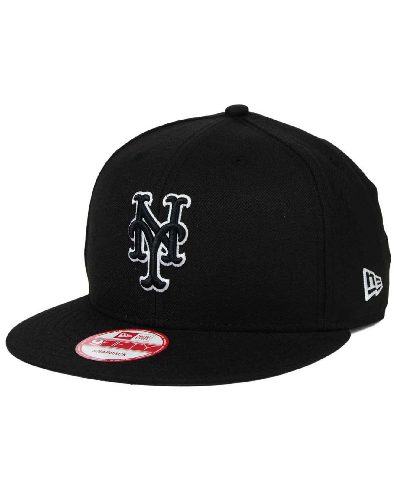 KTZ New York Mets Black White 9fifty Snapback Cap for Men - Lyst