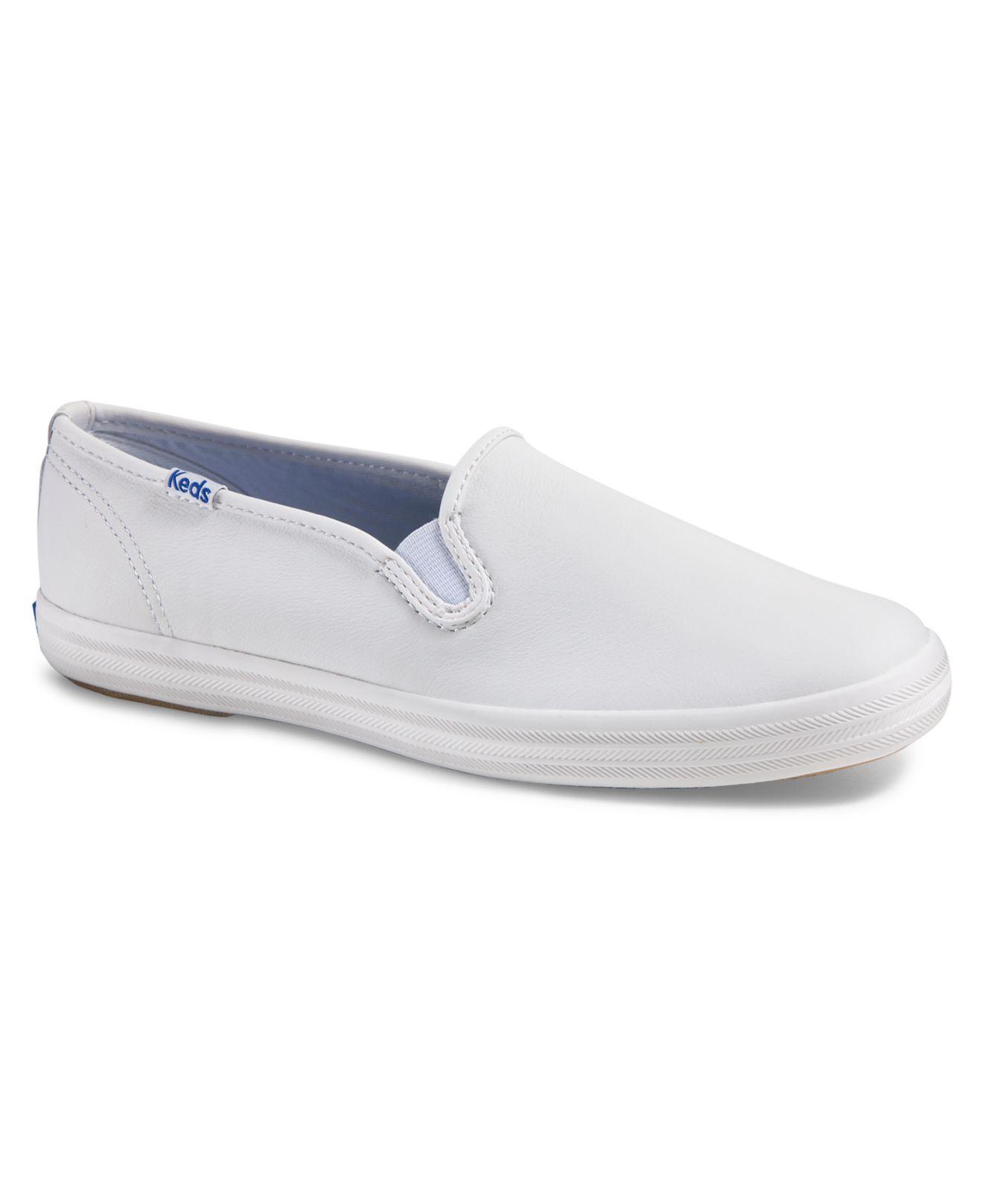 Keds Champion Slip On Leather Sneakers in White - Lyst