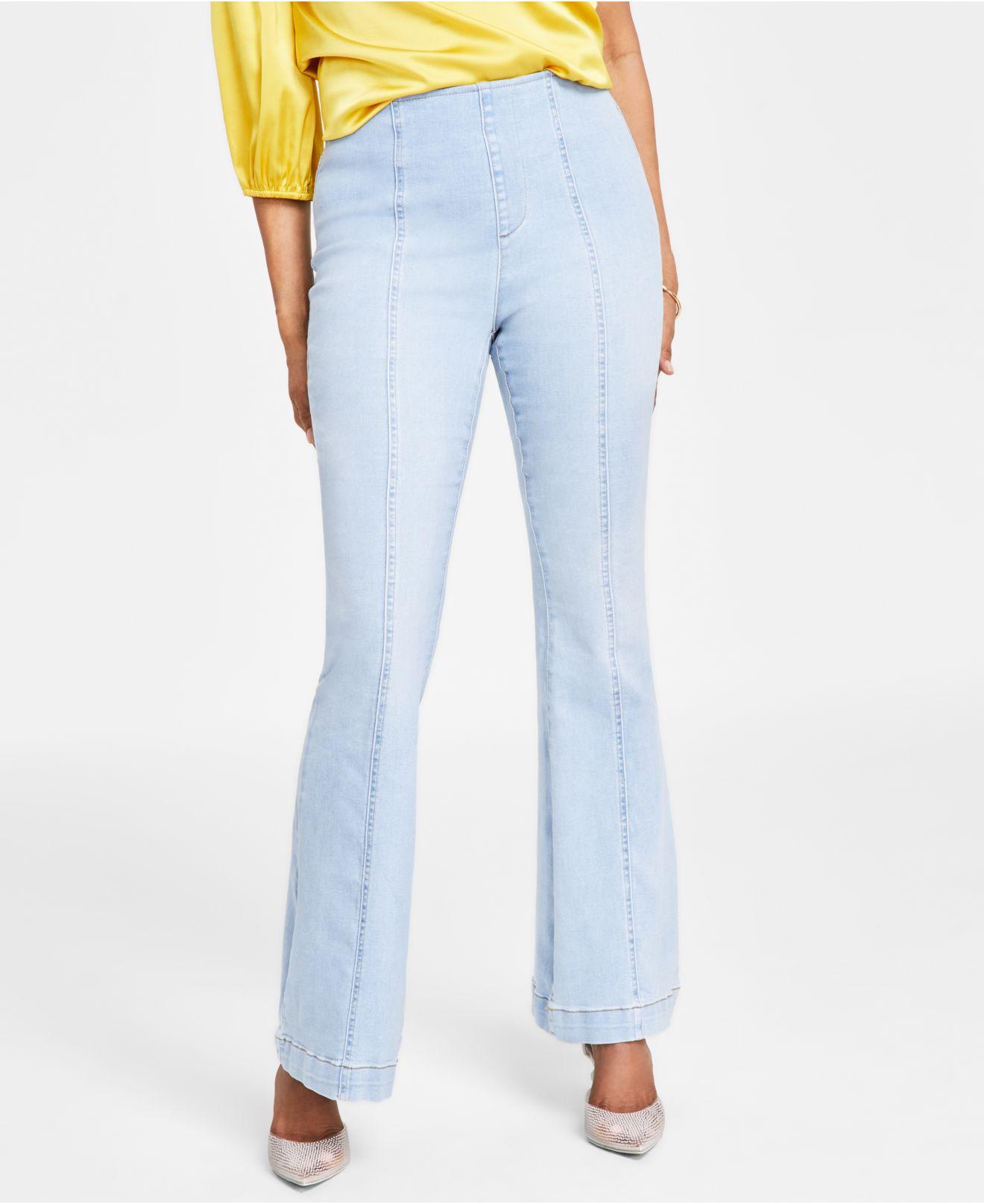 INC International Concepts High Rise Flared Pullon Jeans, Created For