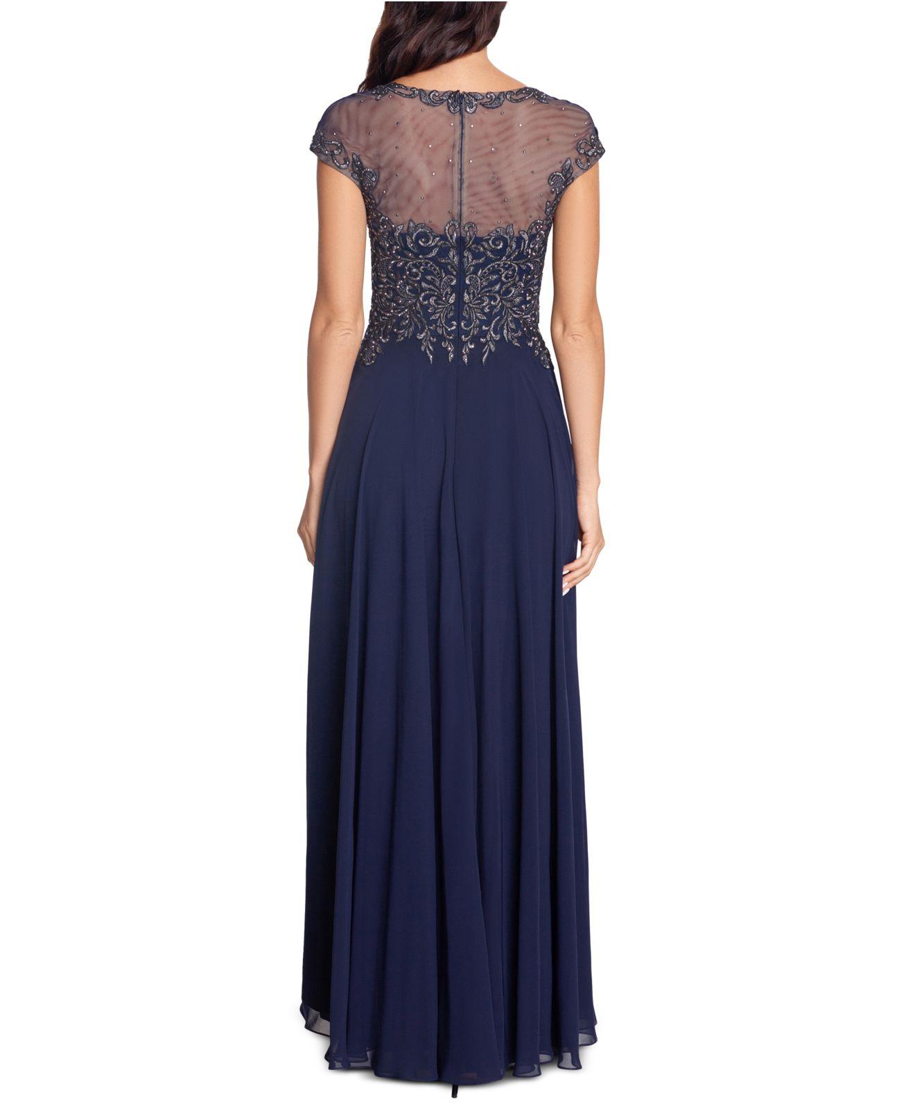 xscape embroidered sleeveless ballgown