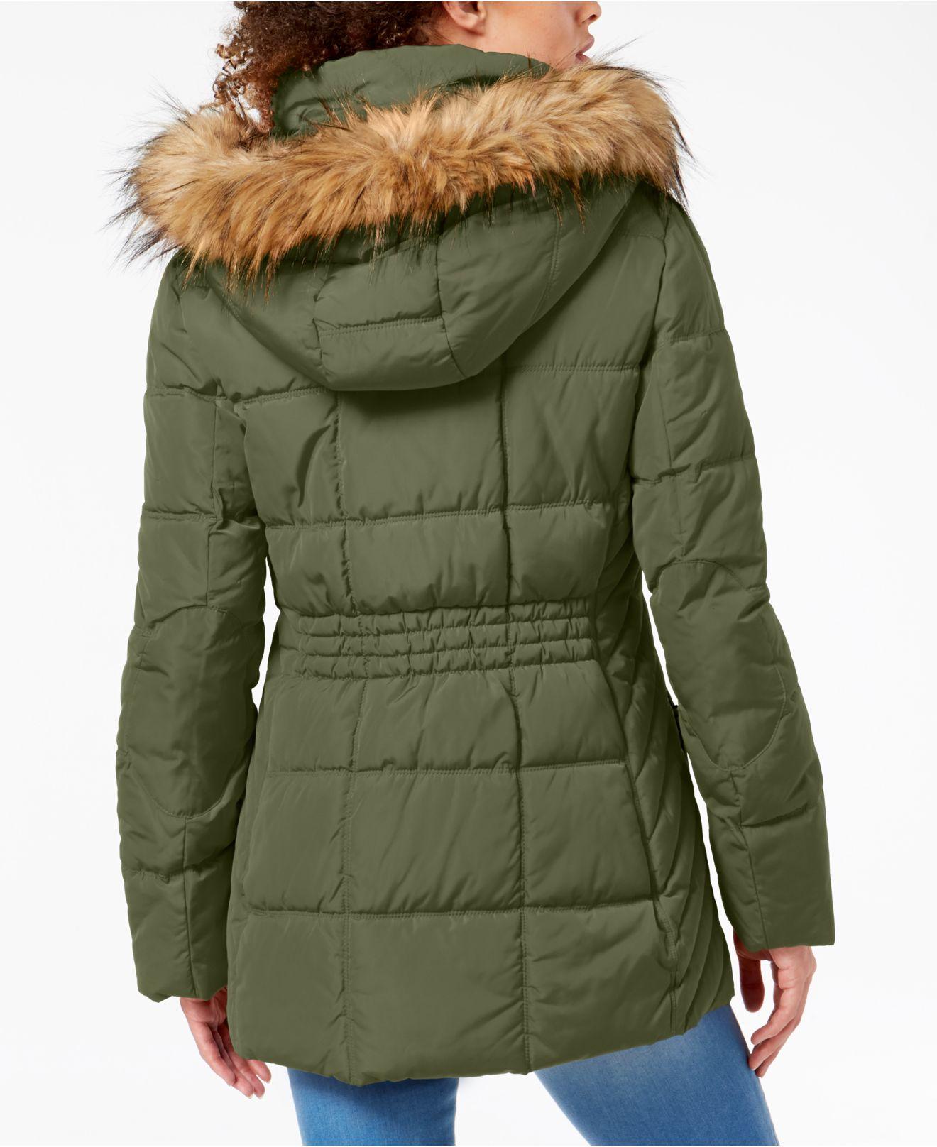 åbning fleksibel Utilfreds Tommy Hilfiger Hooded Faux-fur-trim Puffer Coat, Created For Macy's in Army  Green (Green) - Lyst