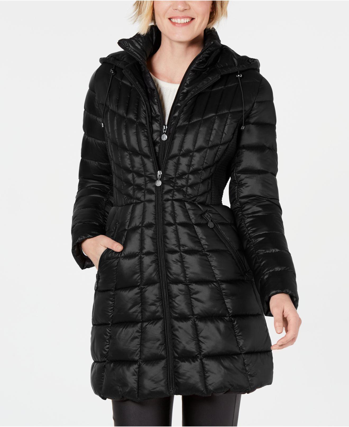 Bernardo Synthetic Hooded Packable Puffer Coat in Black - Lyst