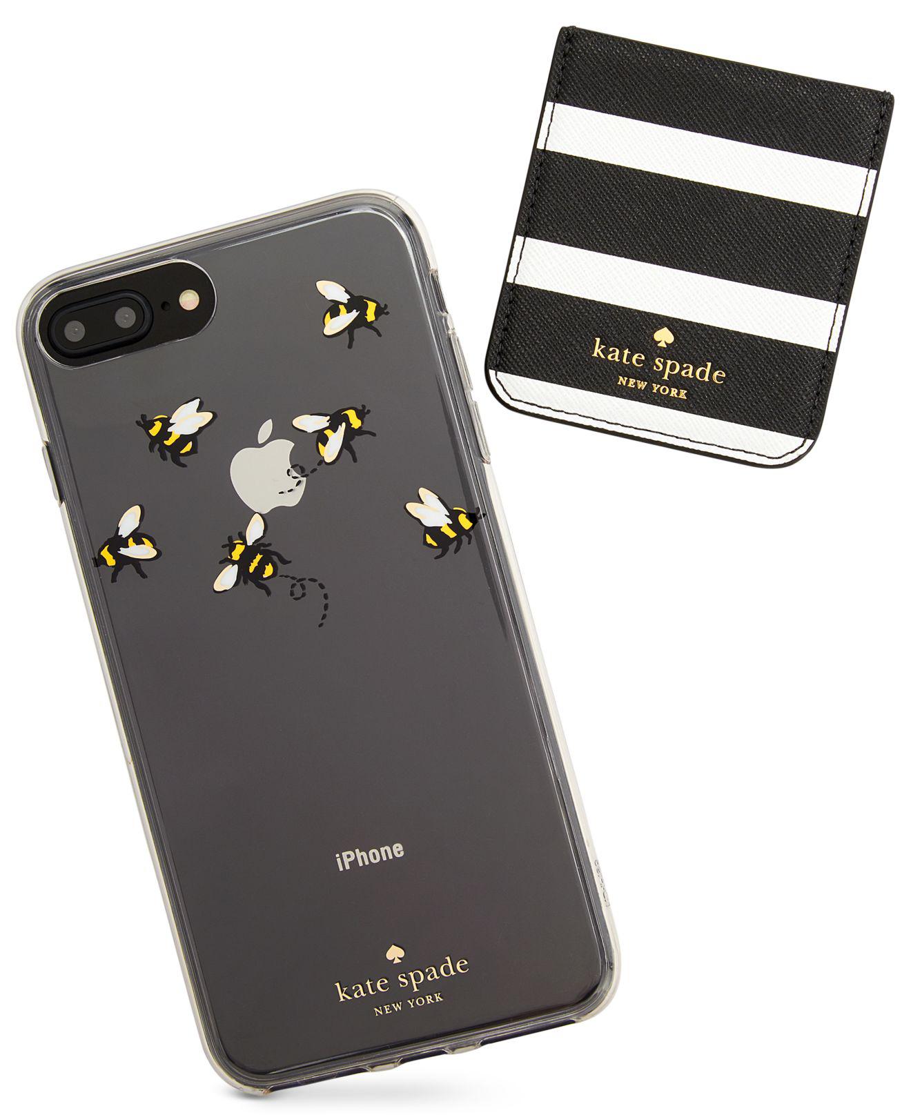 Kate Spade Leather Stick To It Iphone 8 Plus Case in Black/White (Black