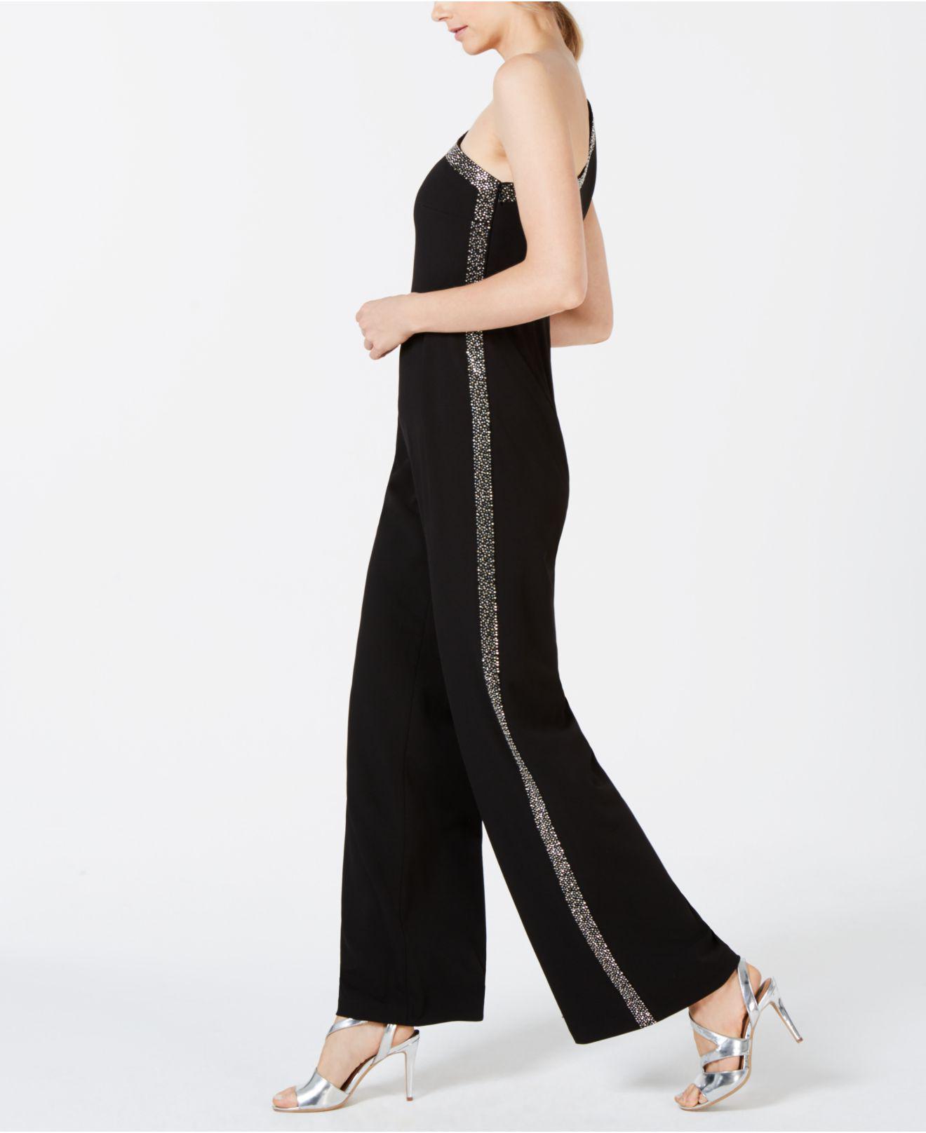 calvin klein one shoulder jumpsuit