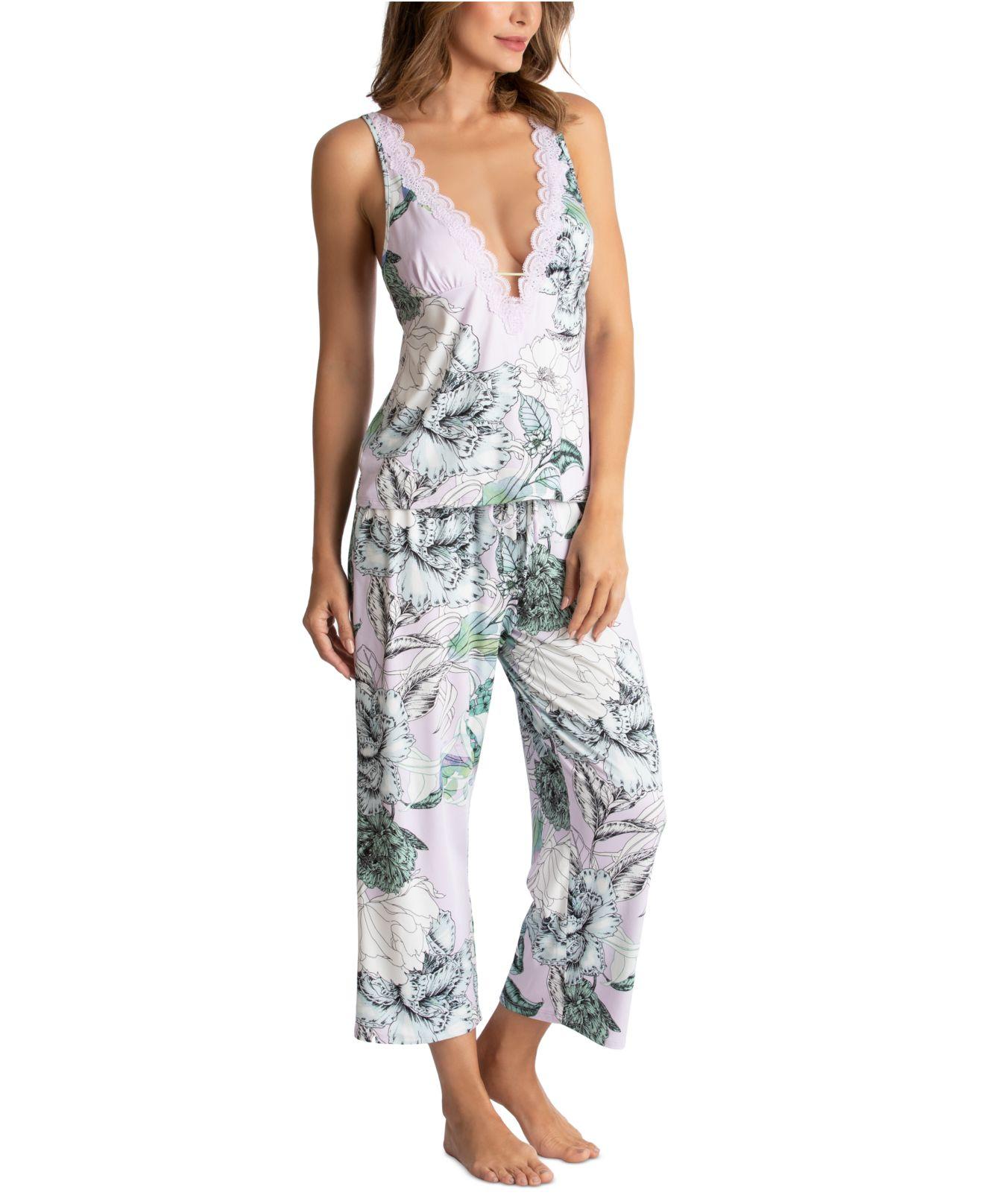 Linea Donatella Palm Garden Cami & Cropped Pants Pajama Set in