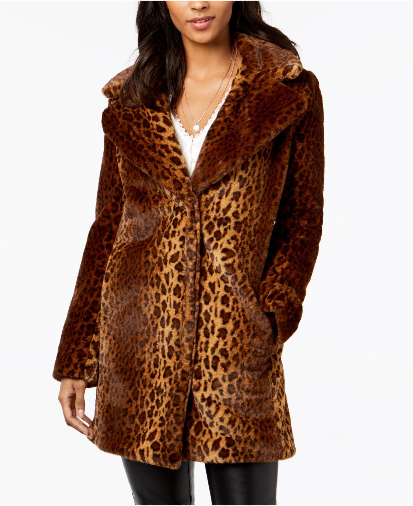 kensie leopard wool coat