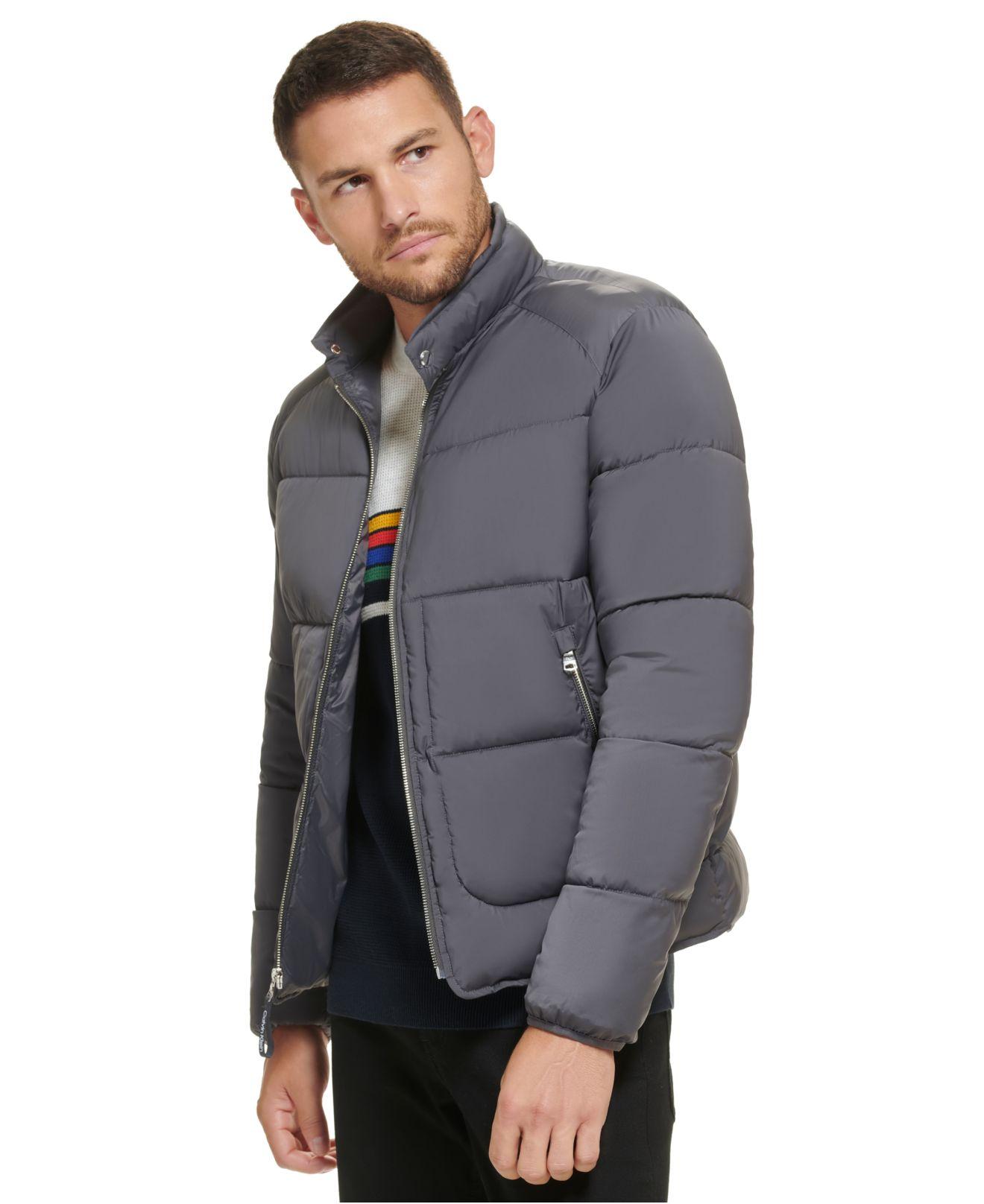 Calvin Klein Stretch Medium Weight Moto Jacket in Gray for Men | Lyst