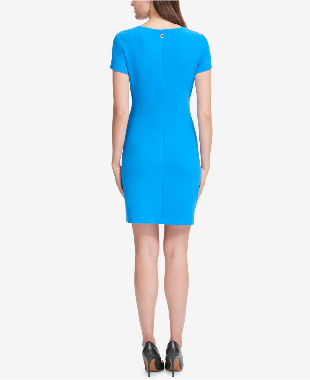 Tommy Hilfiger Synthetic Fauxpocket Shift Dress in Blue