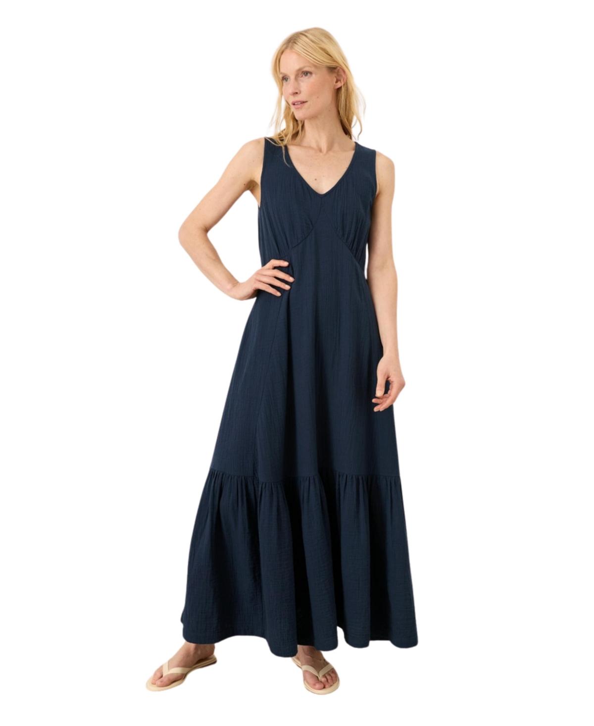 pact maxi dress Organic Coastal Double Gauze Smocked Navy / Large together and practical. Fit & Flare Open Back